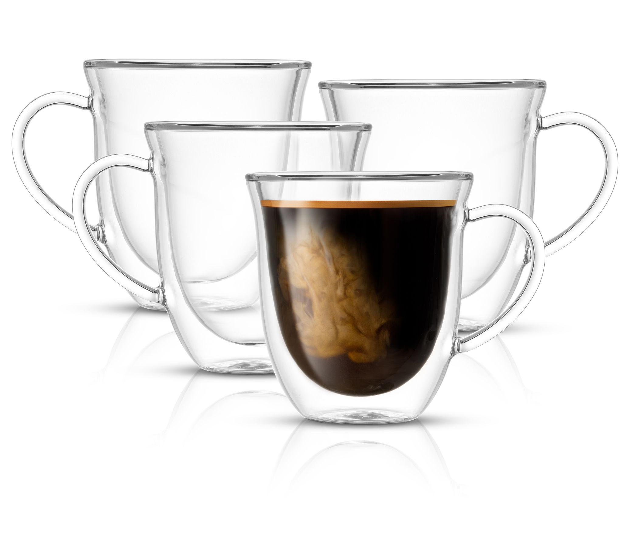 JoyJolt Caleo Collection Glass Coffee Cups - Set of 4 Double Wall Insulated  Mug Glass - 13.5-Ounces