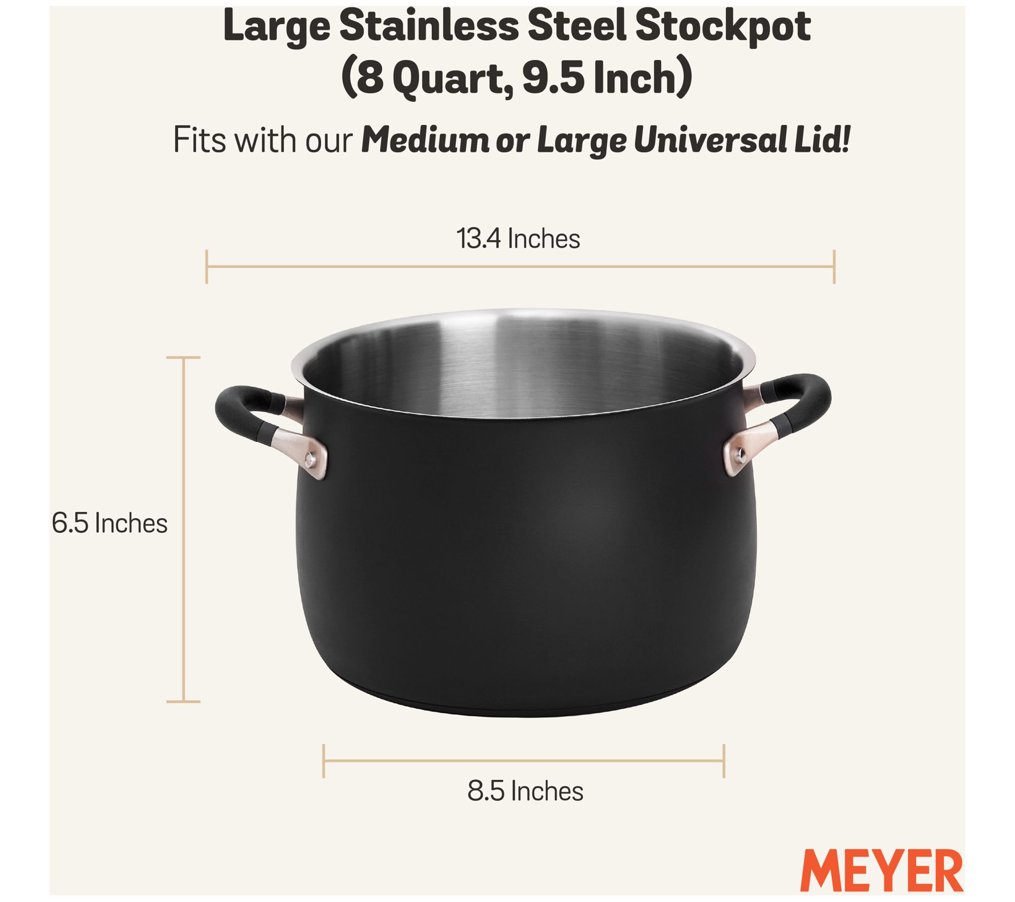 BERGNER Small 2.6 qt. Stainless Steel Soup Pot with Tempered Glass
