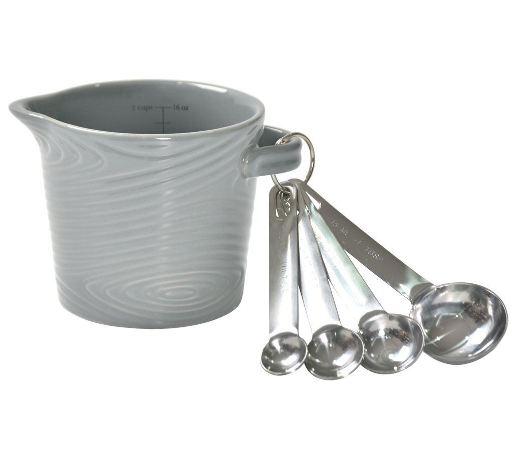 Temp-tations Woodland Ceramic Measuring Cup w/ Metal Spoons
