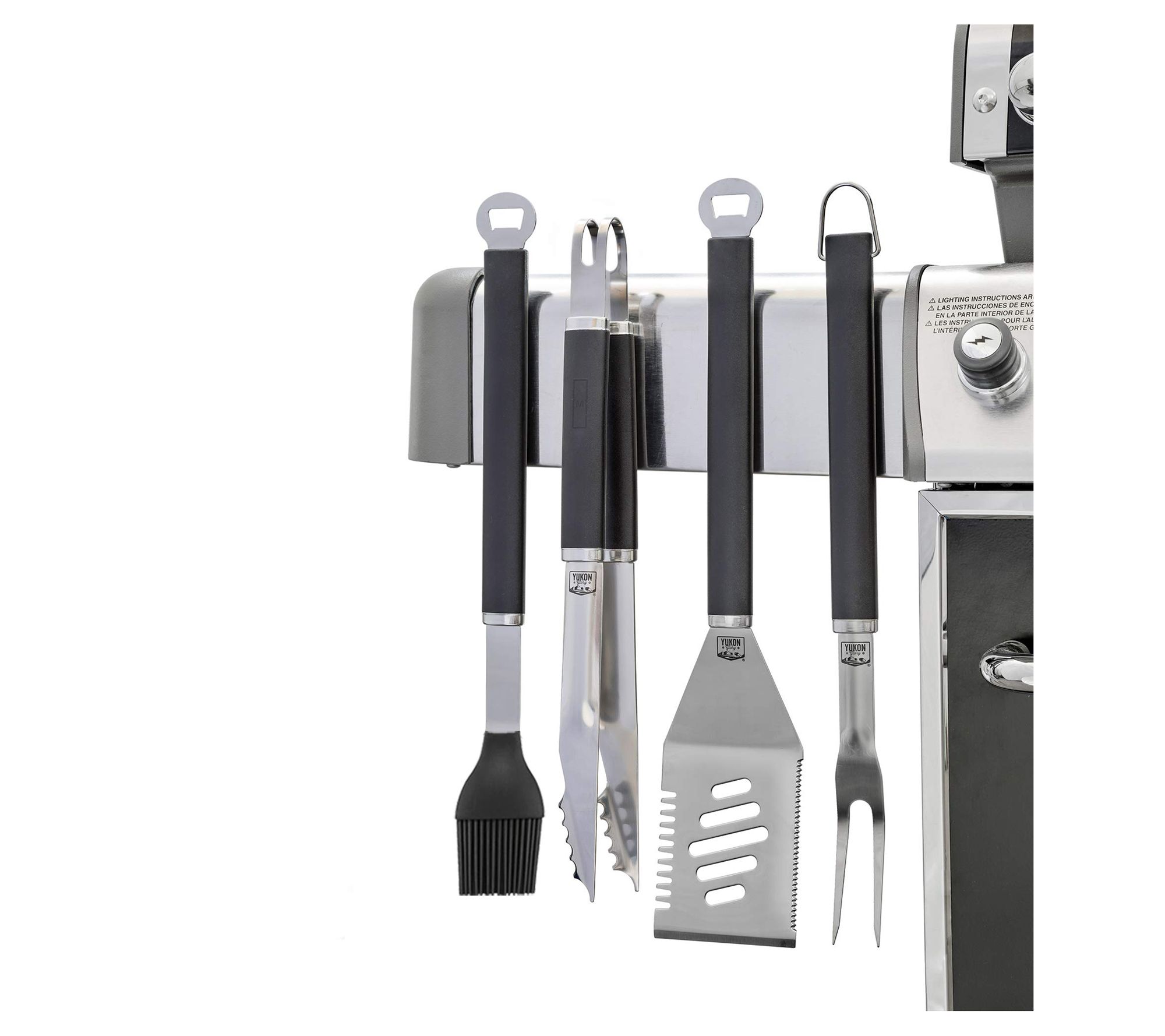 Pure Grill 4-Piece Stainless Steel BBQ Tool Utensil Set with Meat Fork,  Spatula, Tongs, and Basting Brush