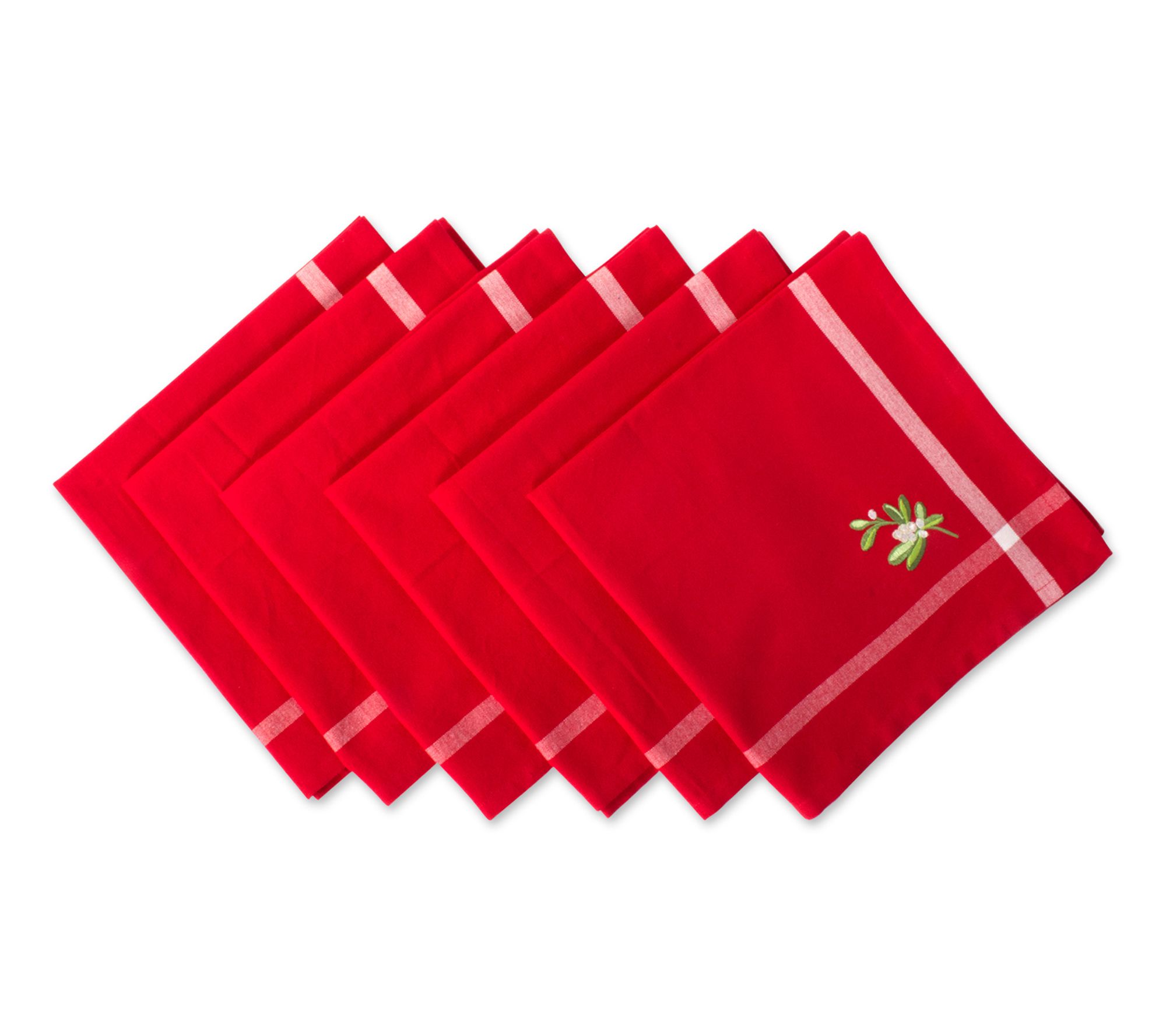 Design Imports Set of 6 Mistletoe Corner Napkins