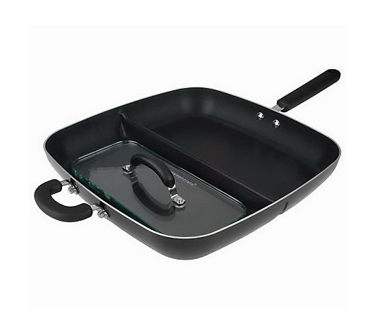 CooksEssentials Hardcoat Enamel II 12 Divided Skillet with Spatula 