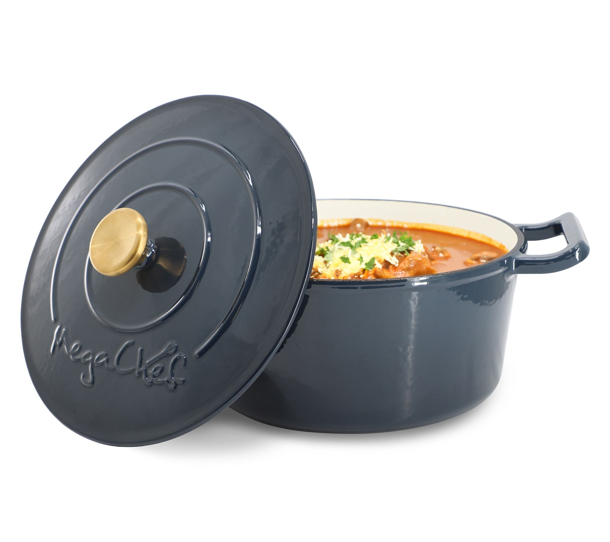 MegaChef 5.3 Qt. Cast Iron Casserole w/ Self Basting Lid