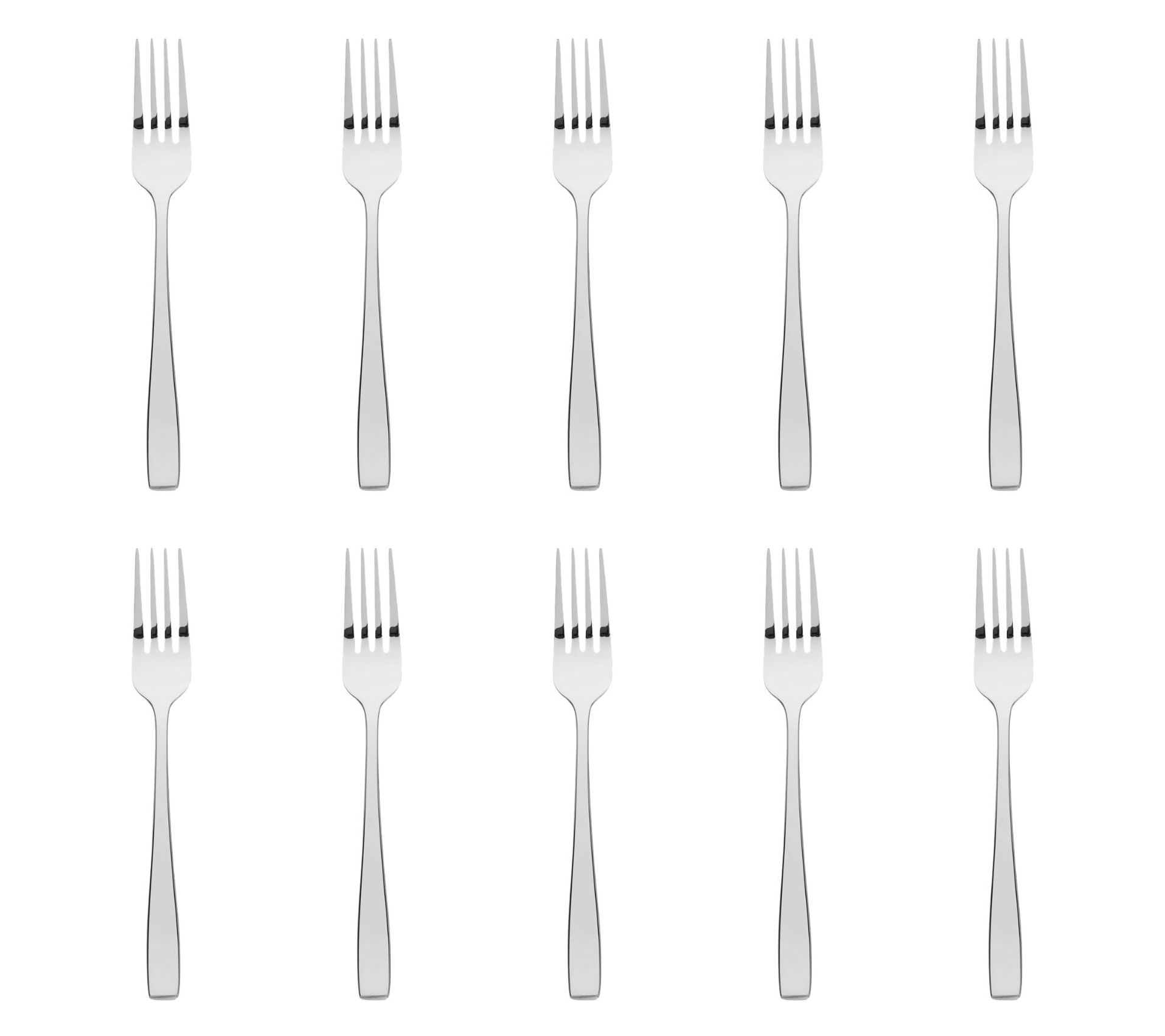 Godinger Set of 10 Chisel Mirrored 18/0 SS Salad Forks