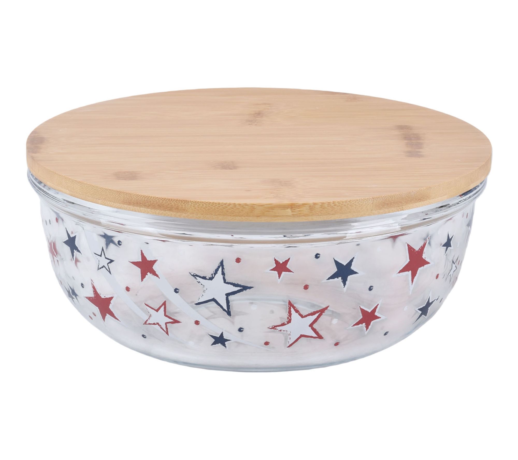 Temp-tations Seasonal 6-qt Shallow Glass Bowl w/ Bamboo Lid