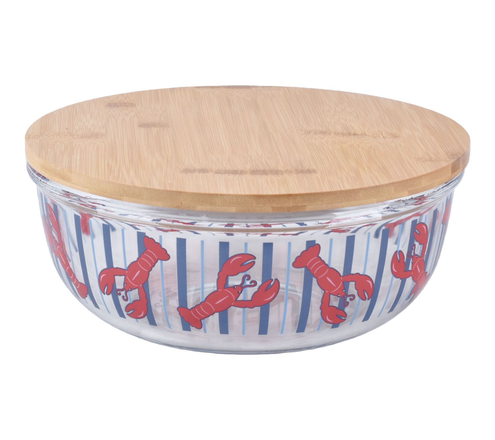 Temp-tations Seasonal 6-qt Shallow Glass Bowl w/ Bamboo Lid