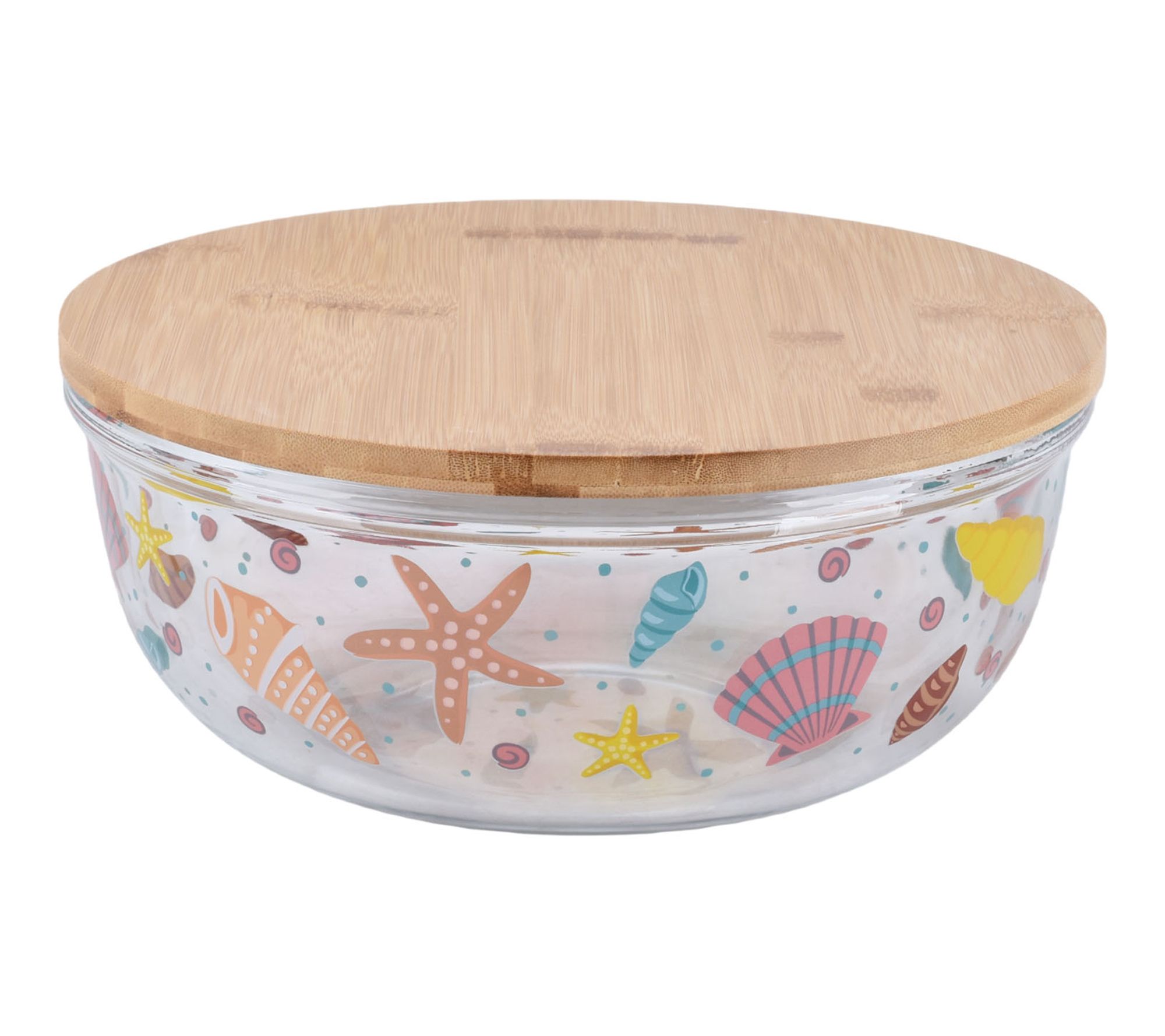 Temp-tations Seasonal 6-qt Shallow Glass Bowl w/ Bamboo Lid