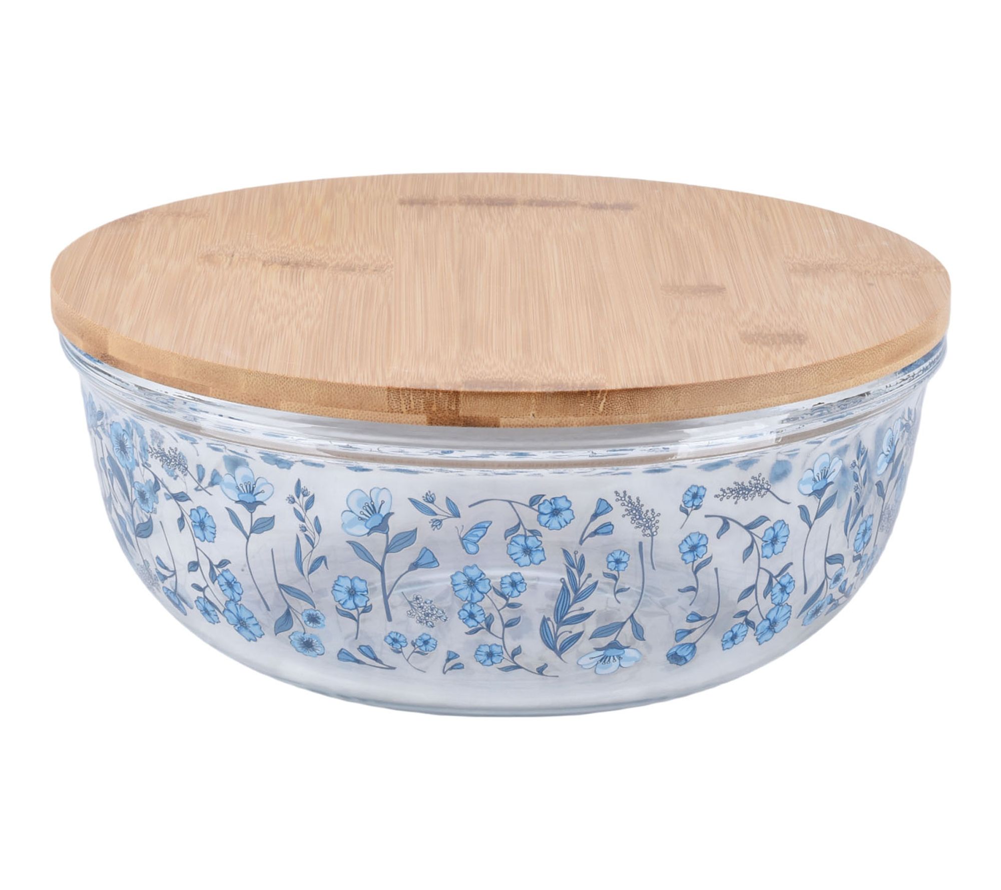 Temp-tations Seasonal 6-qt Shallow Glass Bowl w/ Bamboo Lid