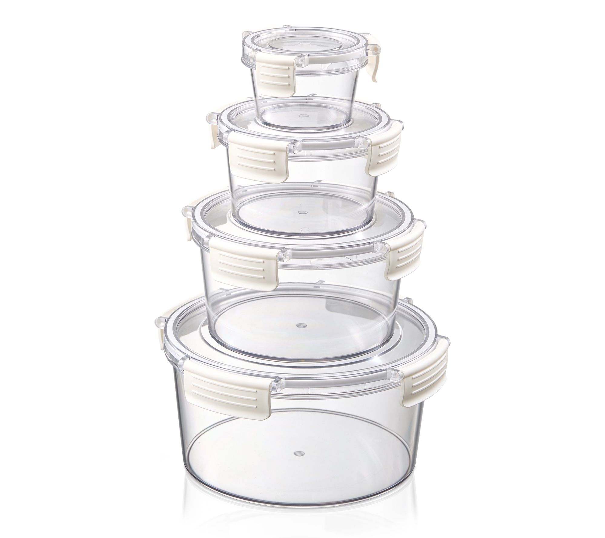 Sorbus Airtight Plastic Food Container, Round Beige Lid, 4-Pk