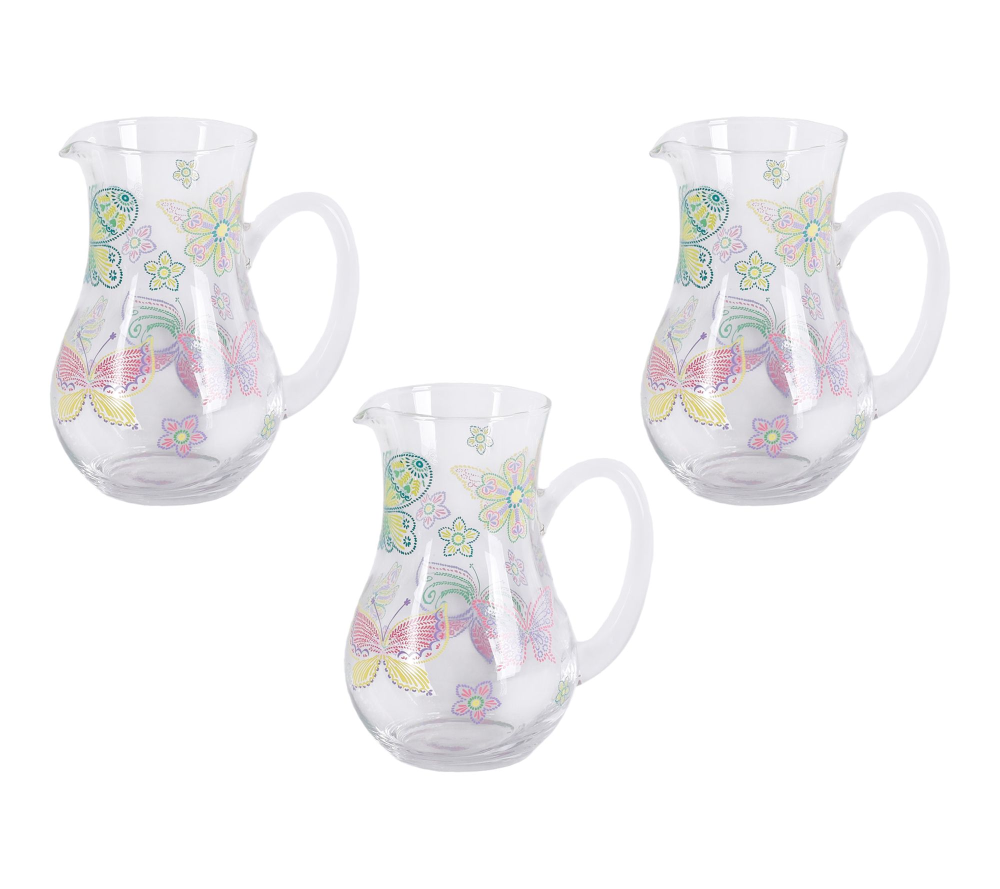 "As Is" Temp-tations Seasonal Set of 3 Glass Mini Pitchers