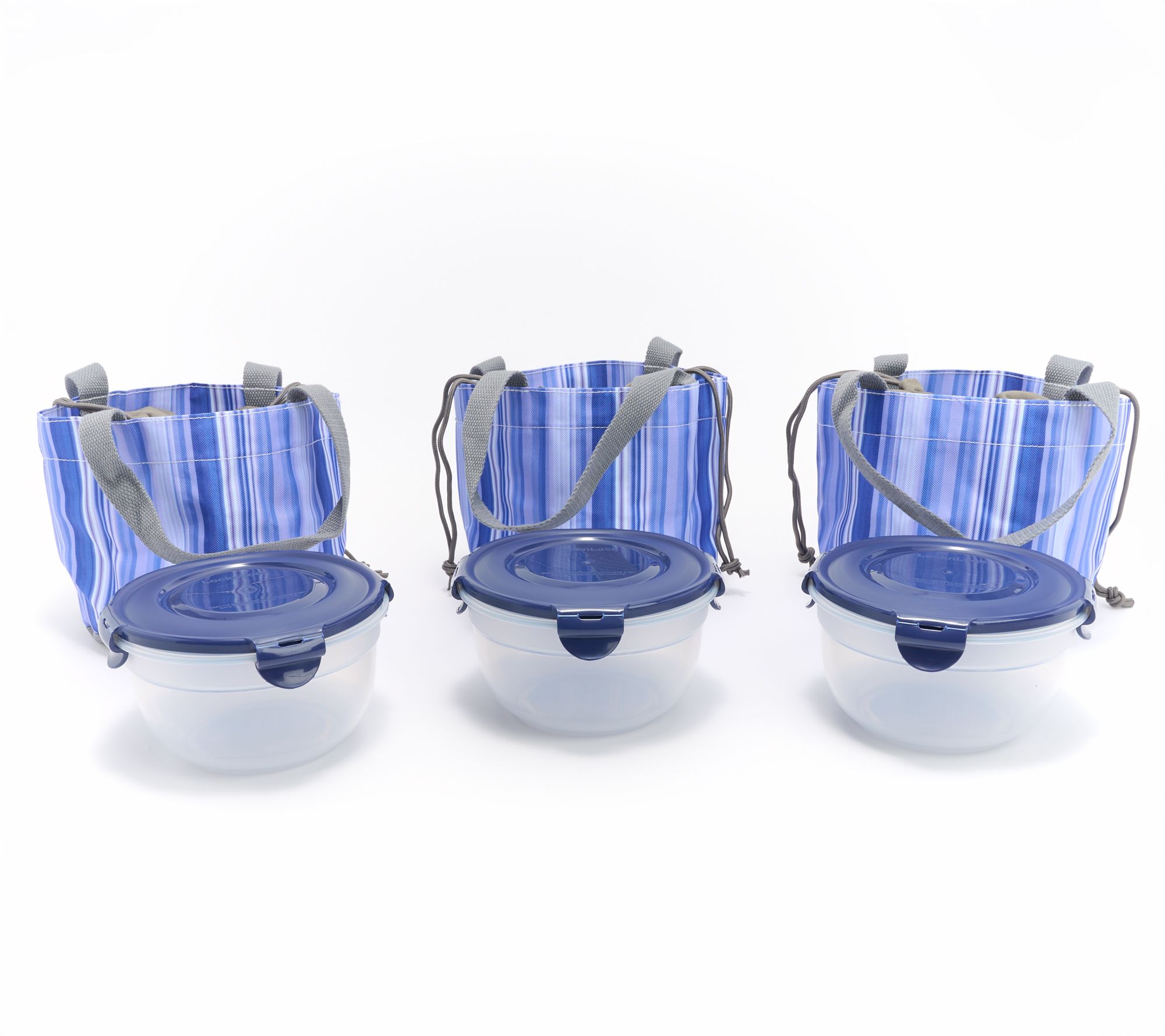 LocknLock Set of 3 Mini Tote Bags with (3) 4-Cup Bowls