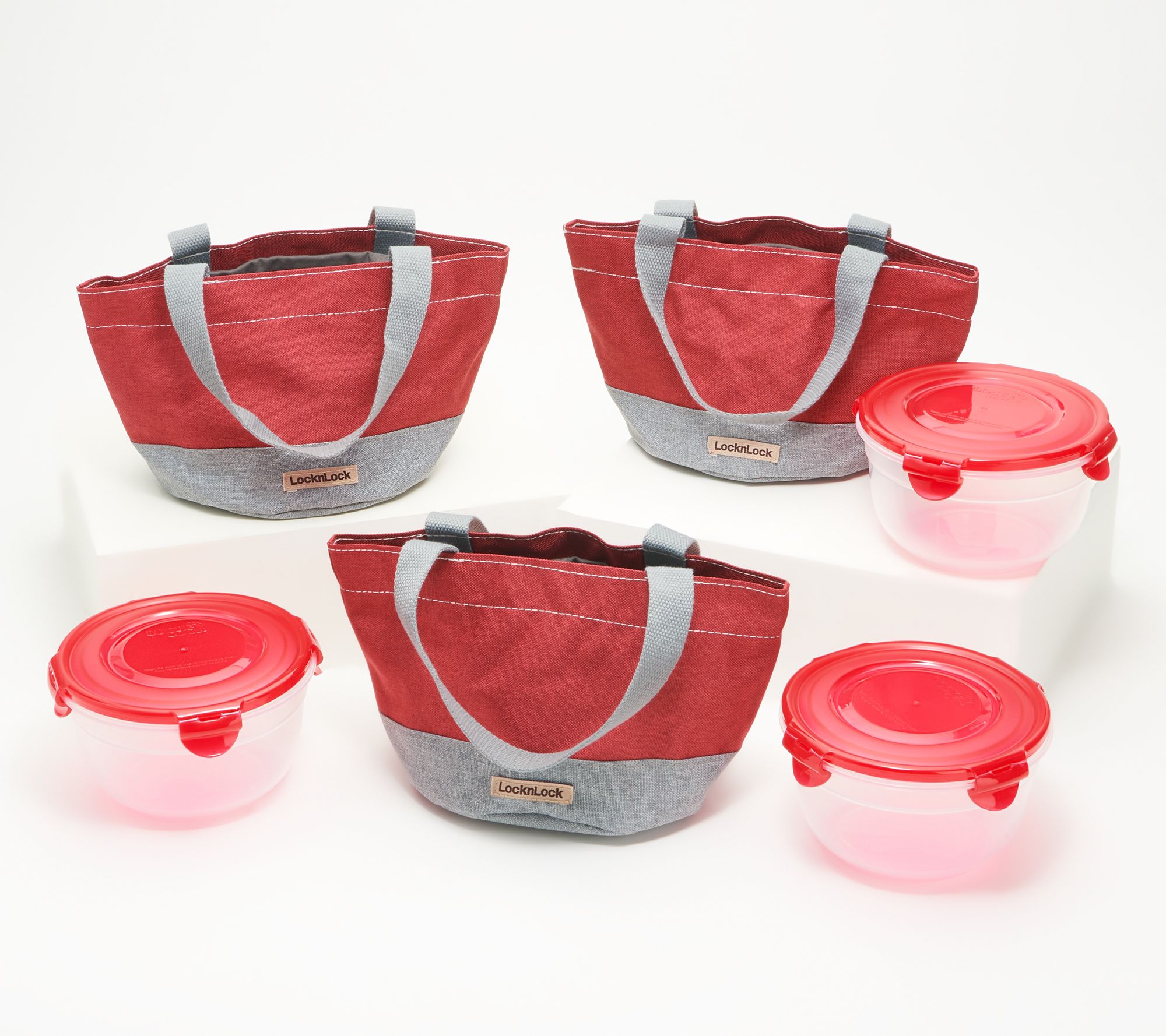 LocknLock Set of 3 Mini Tote Bags with (3) 4-Cup Bowls