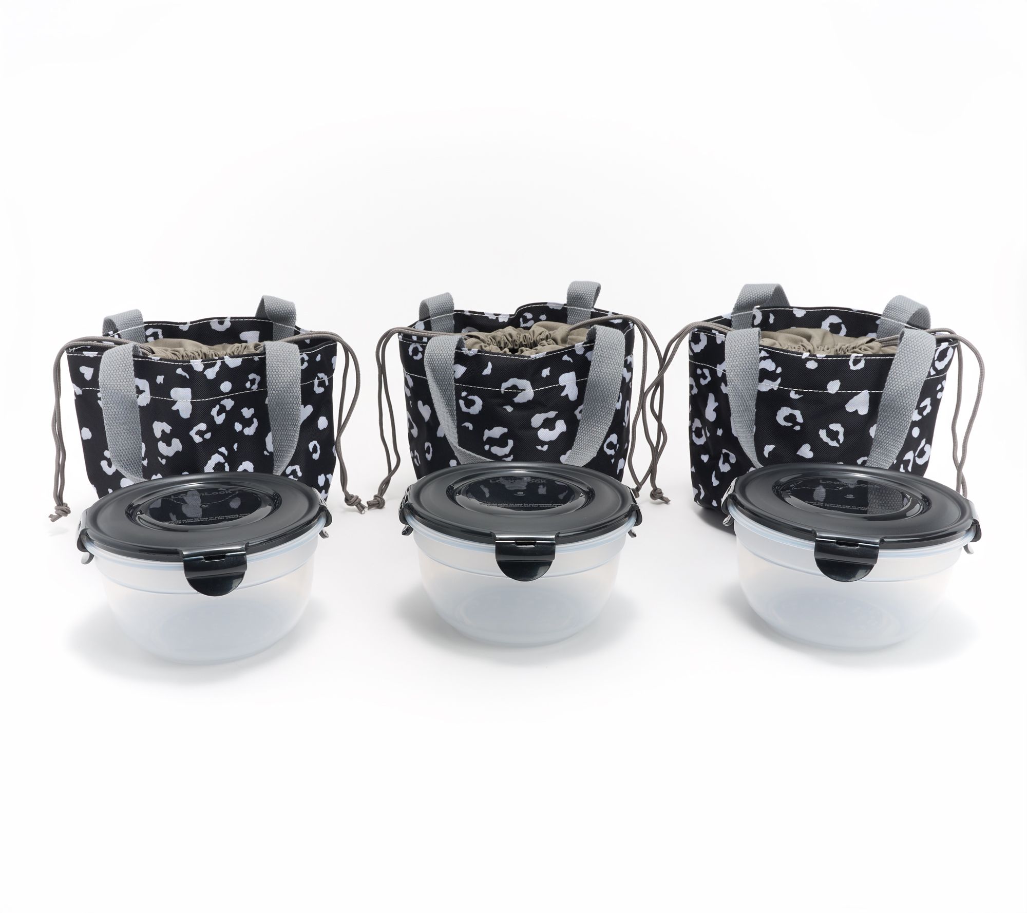 LocknLock Set of 3 Mini Tote Bags with (3) 4-Cup Bowls