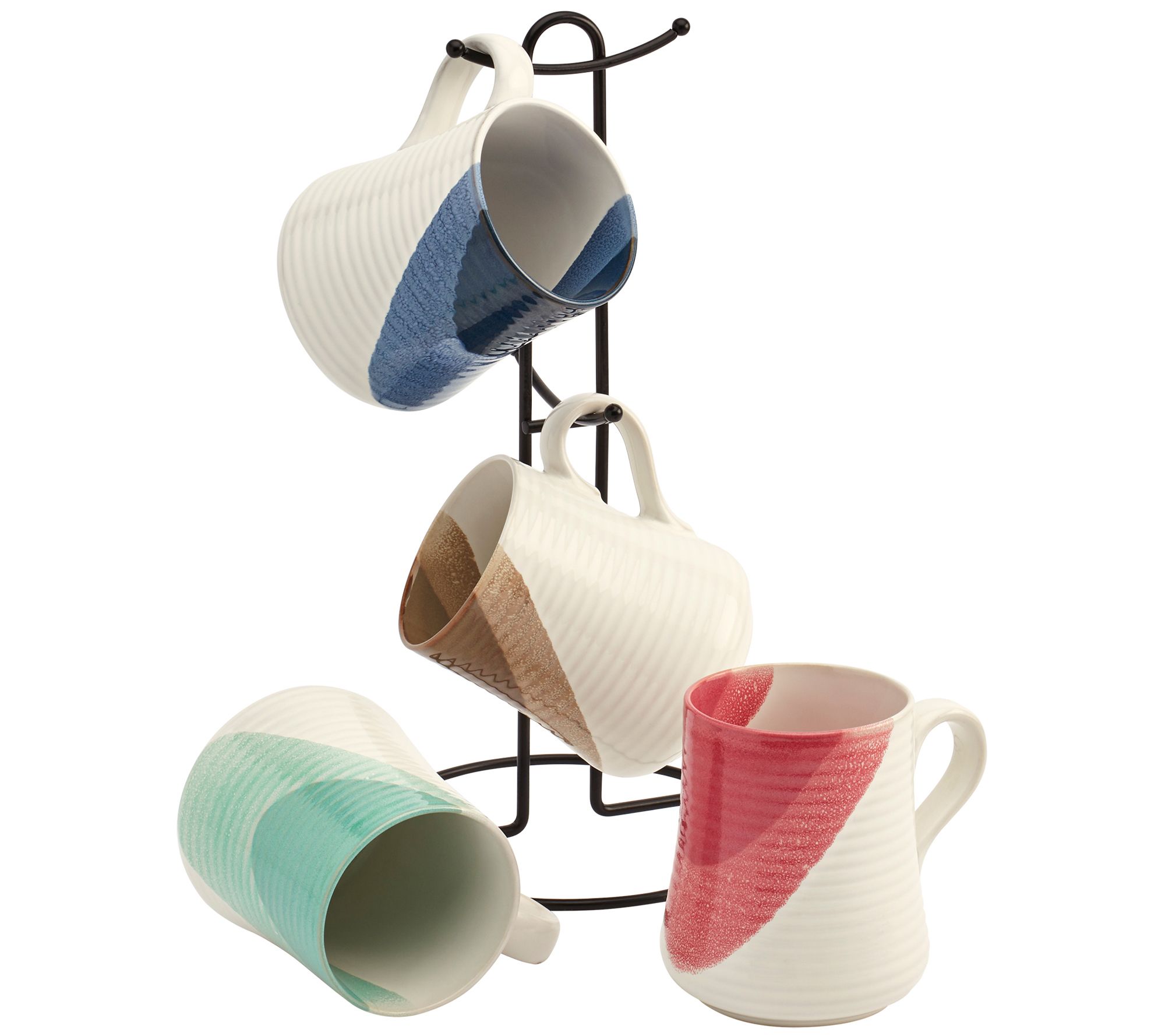 Tabletops Avenue 4-Pc 13.5-oz Half & Half Embossed Mug Set