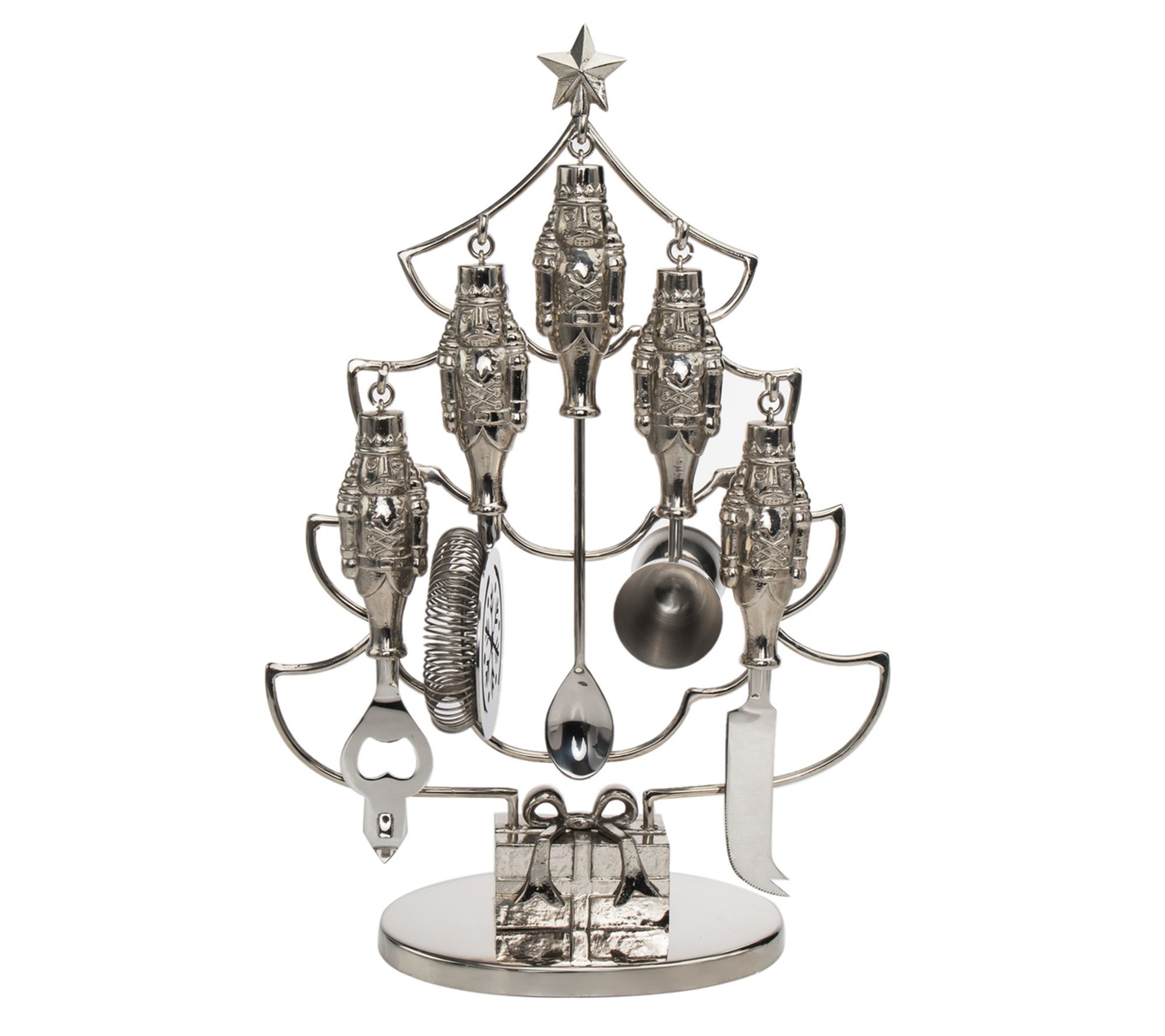 Godinger 6-Piece Nutcracker Bar Tools Set on Tre Shaped Stand