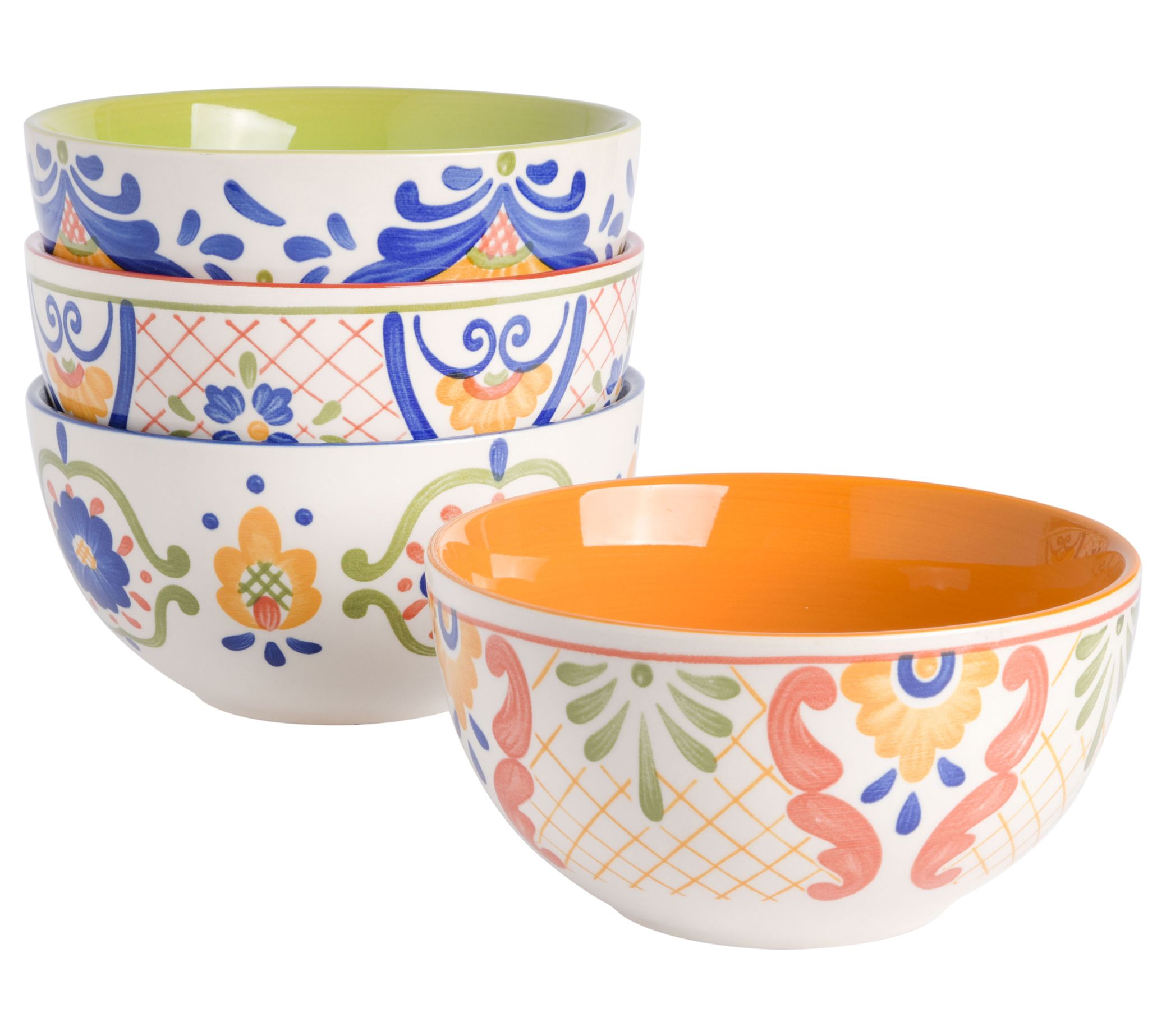 Laurie Gates Tierra 4 pc 6" Stoneware Assorted Cereal Bowl Set