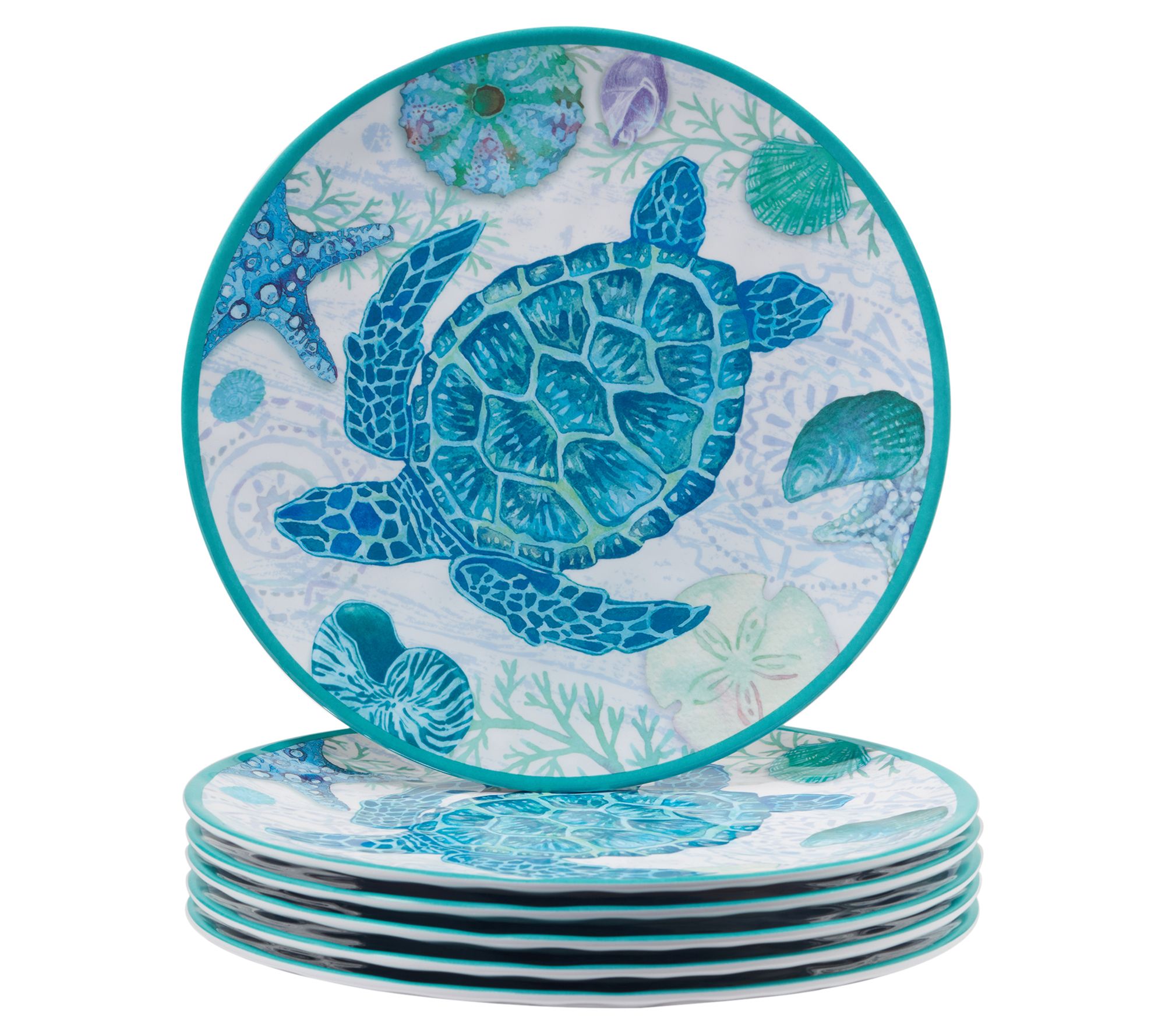 Certified Inter national Serene Seas Set of 6 Dinner Plates