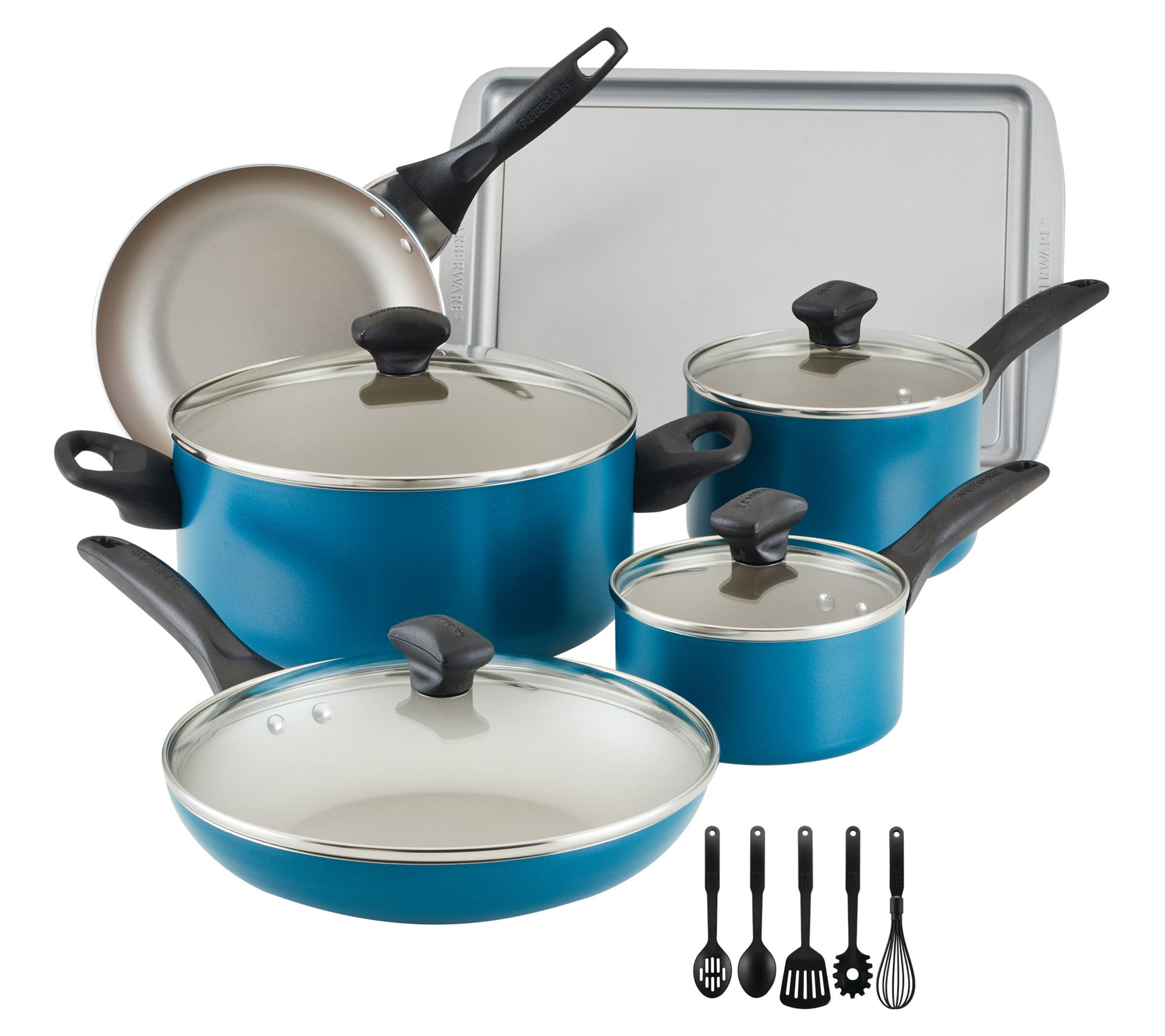 Farberware Aluminum Nonstick Cookware Set, 15-Piece