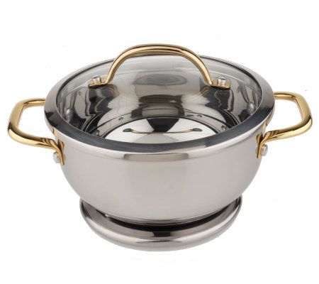 Stainless Steel & Gold Accent 15-pc. Cookware & Tool Set By Chef Jamie Gwen  