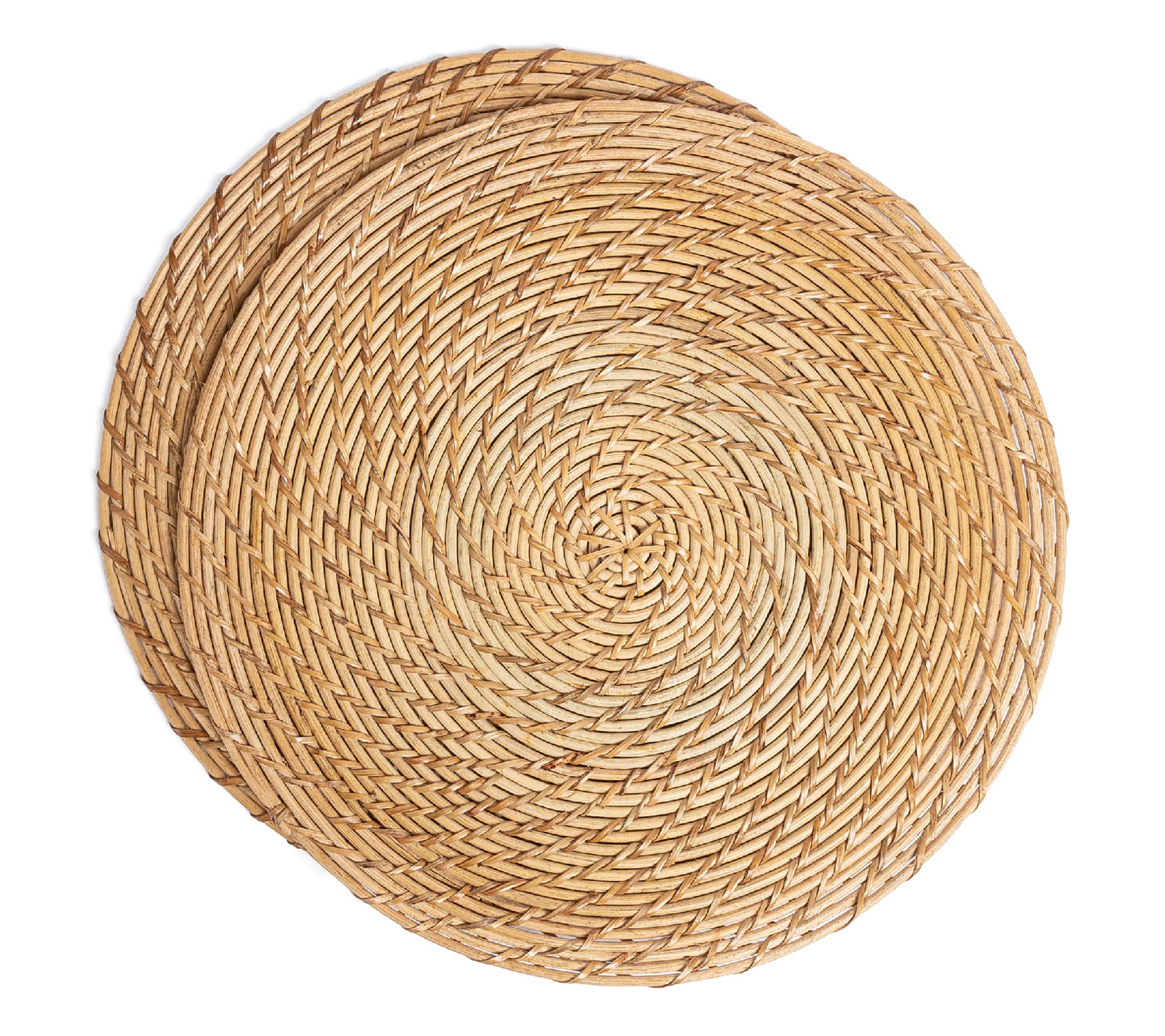 over&back Set of 2 Natural Rattan Round Placemats - Hand-Made