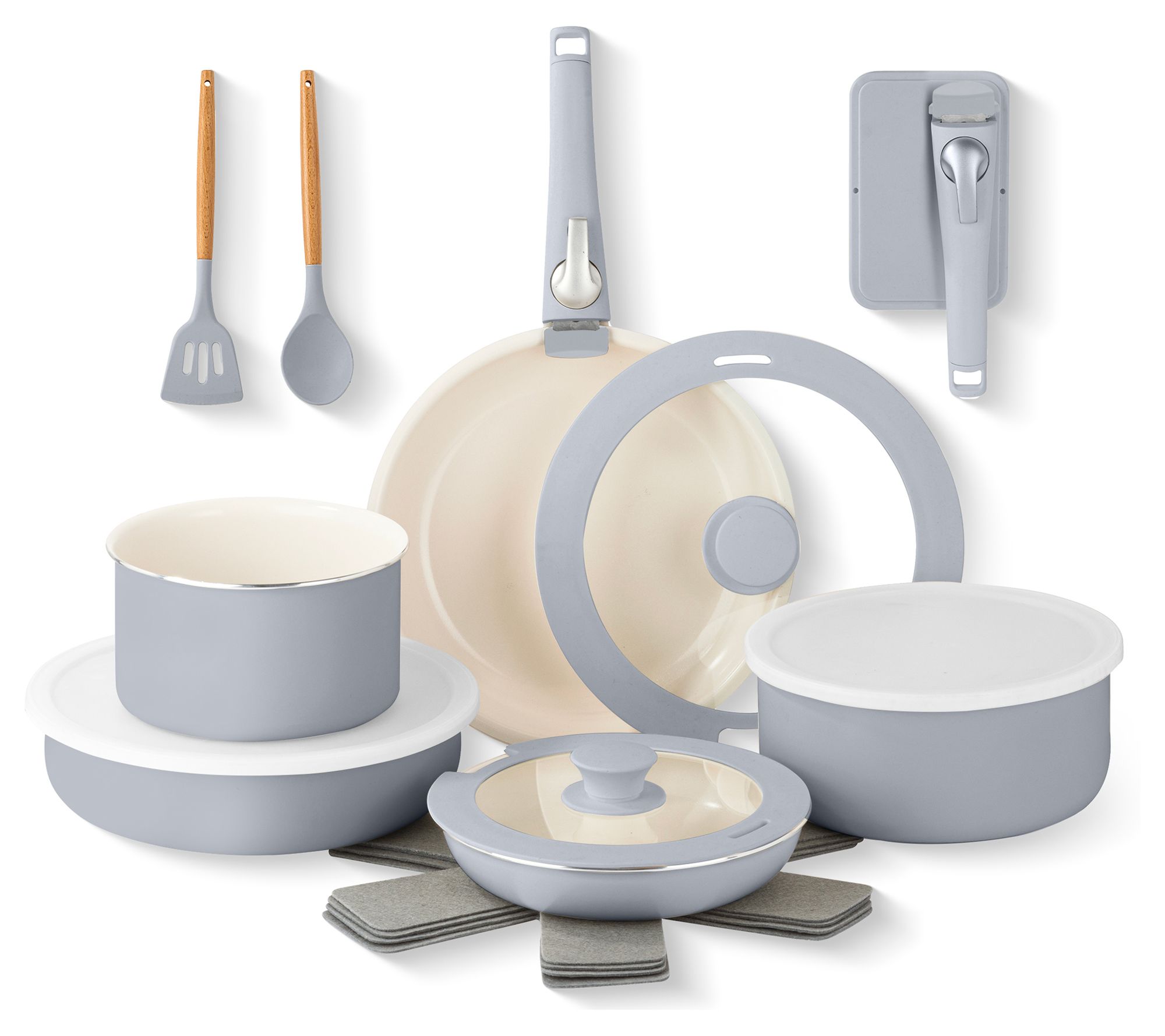 Gotham Steel 18 Piece Nonstick Detachable Handle Cookware Set