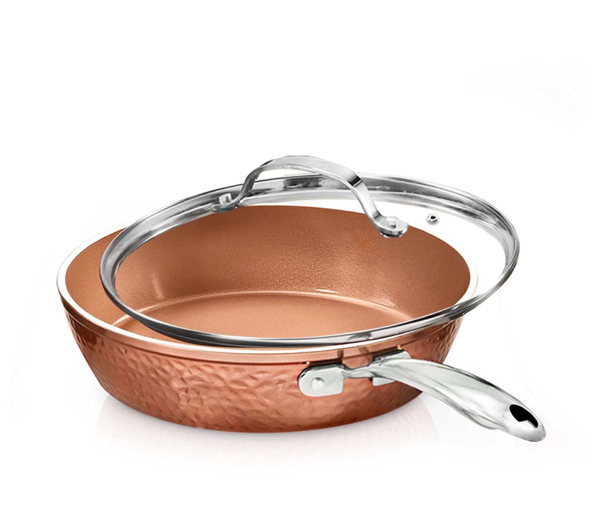 Gotham Steel Hammered 12'' Nonstick Fry Pan with Glass Lid