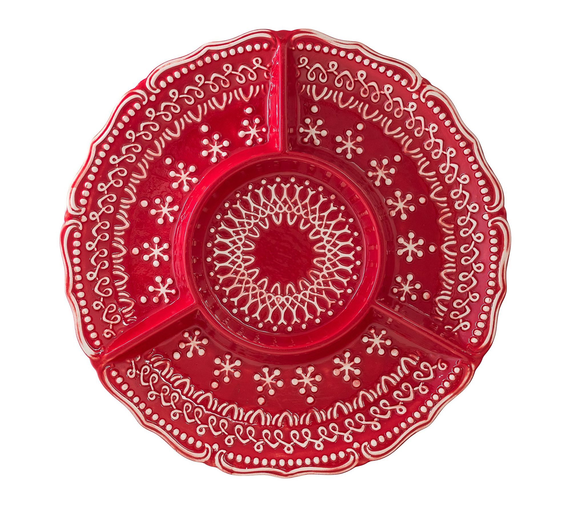 10 Strawberry Street Yuletide Stitch 4-SectionPlatter