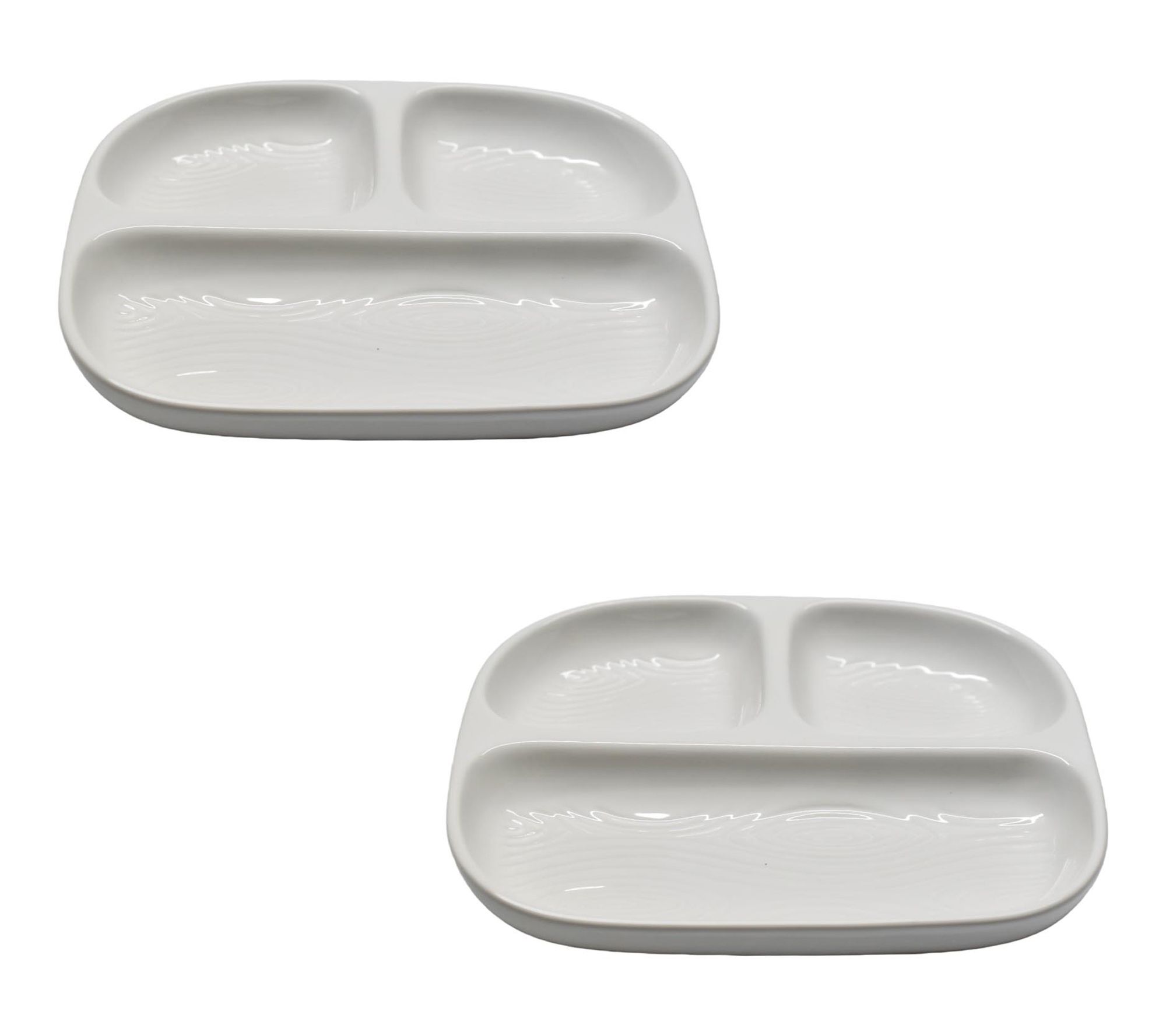 Temp-tations Set of 2 Square Ceramic Divided Plates