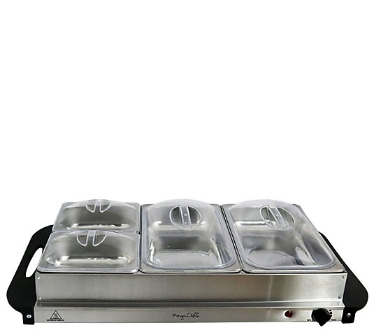 MegaChef Buffet Server & Food Warmer with 4 Sectional Trays - QVC.com