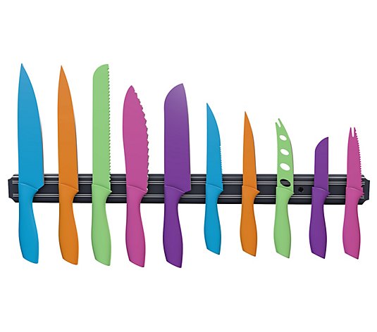 Classic Cuisine 10-Piece Colored Knife Set withMagnetic Bar