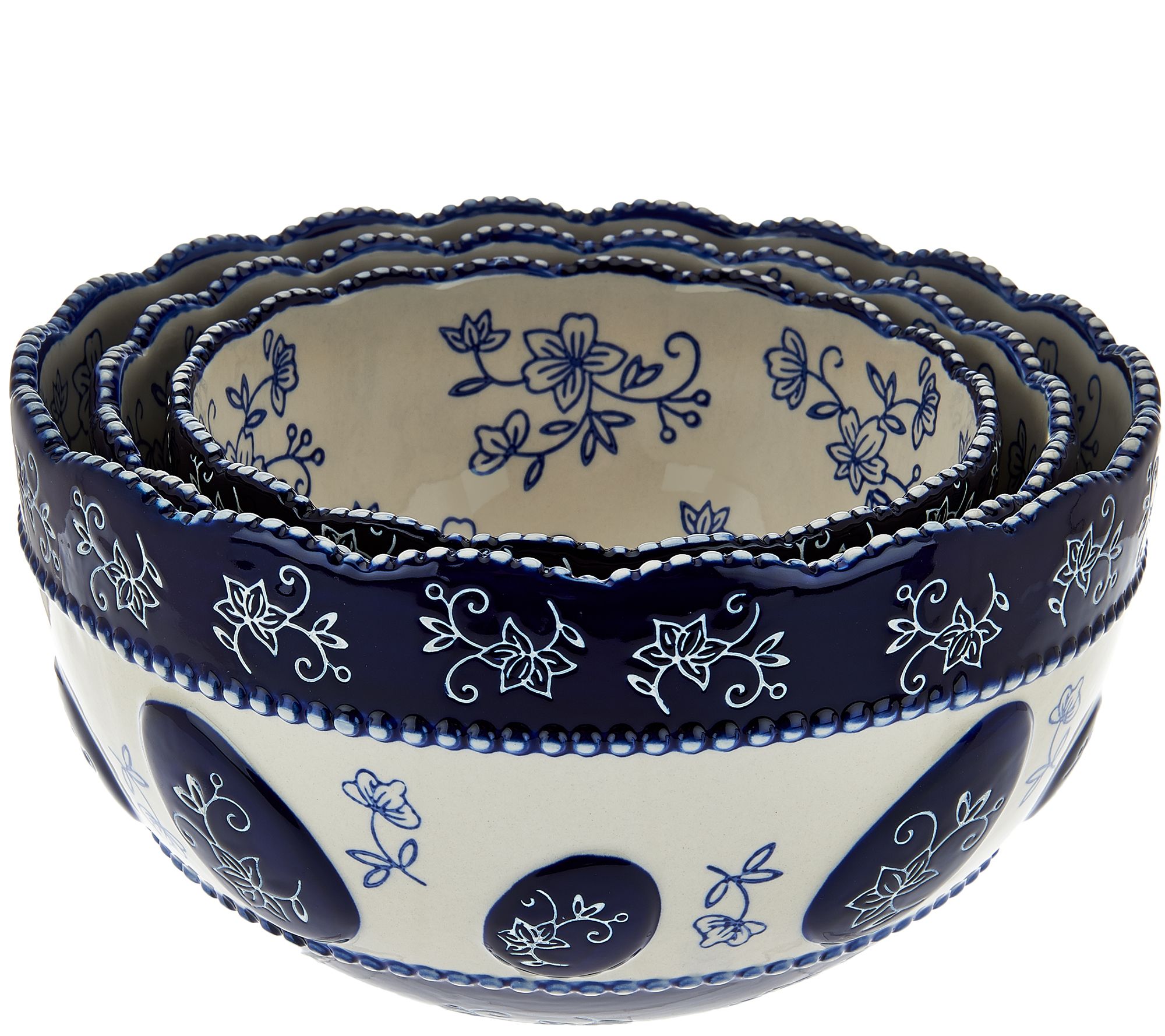 Temptations Floral Lace Set of 3 Nesting Bowls