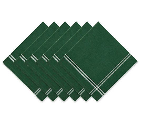 Design Imports Set of 6 Balsam Border Stripe Napkins