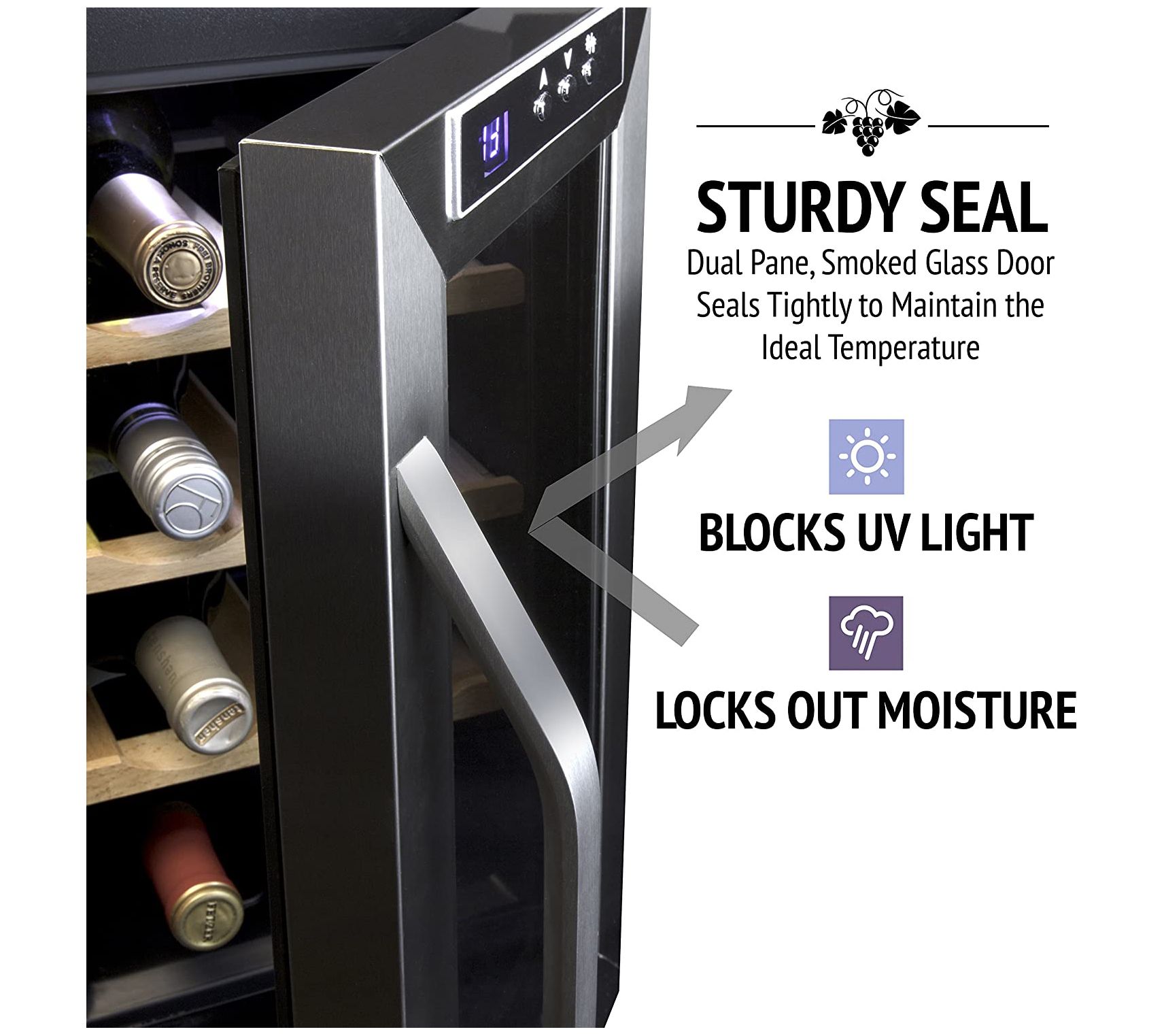 Ivation 8Bottle Thermoelectric Stainless Steel Wine Cooler