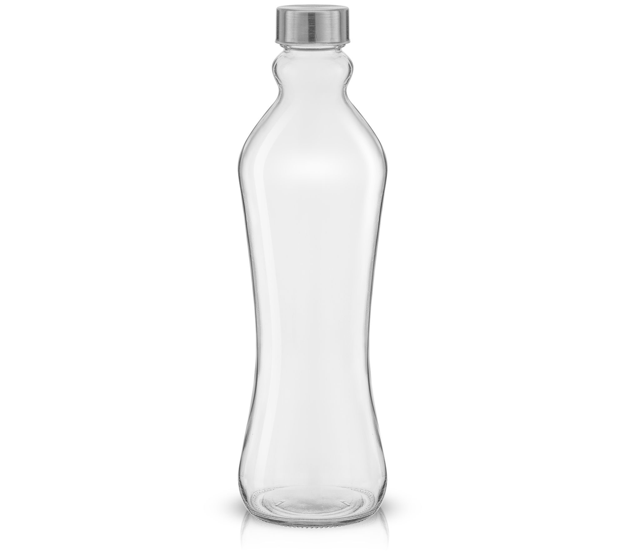 JoyJolt Spring Glass Fluted Water Bottles with Stainless Steel Cap - 18 oz  Glass Juice Bottles - Set of 6