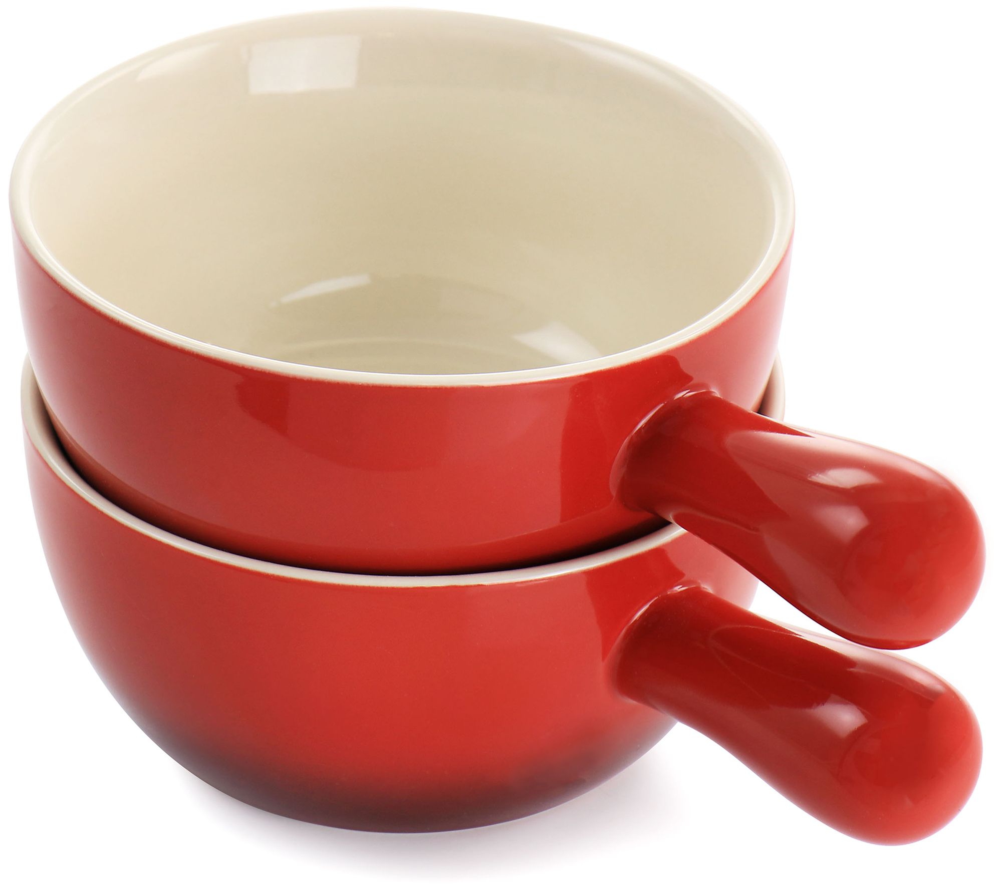 Crock-Pot 2 Piece Stoneware 22oz Soup Bowl Setw/ Long Handles