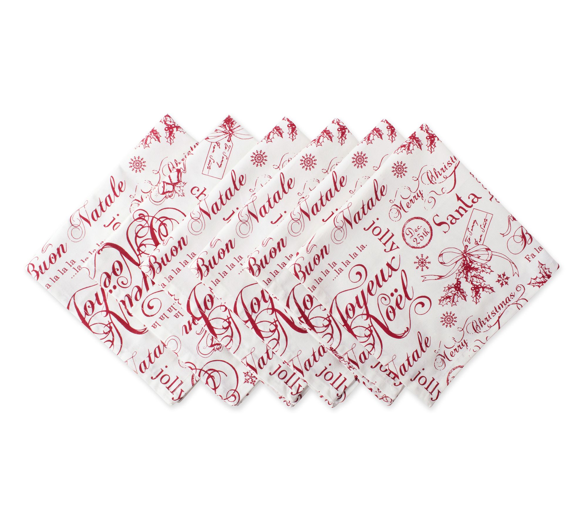 Design Imports Set of 6 Vintage Christmas PrintNapkins