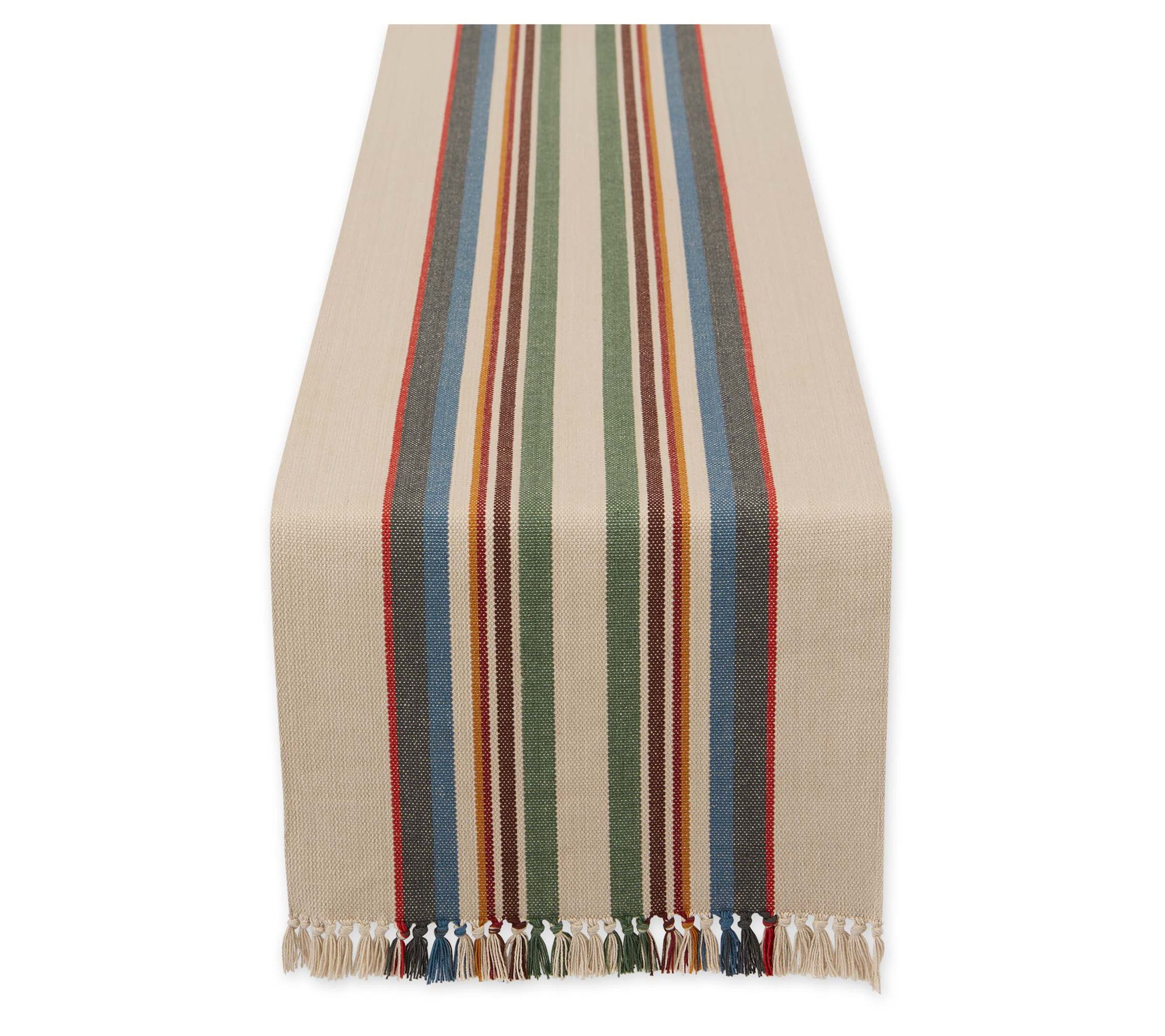 Design Imports Canyon Creek Stripe Fringe TableRunner 14x74