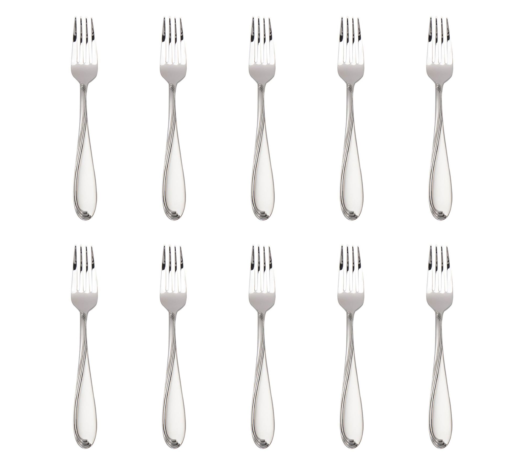 Godinger Set of 10 Wave Sandblast 18/0 SS SaladForks