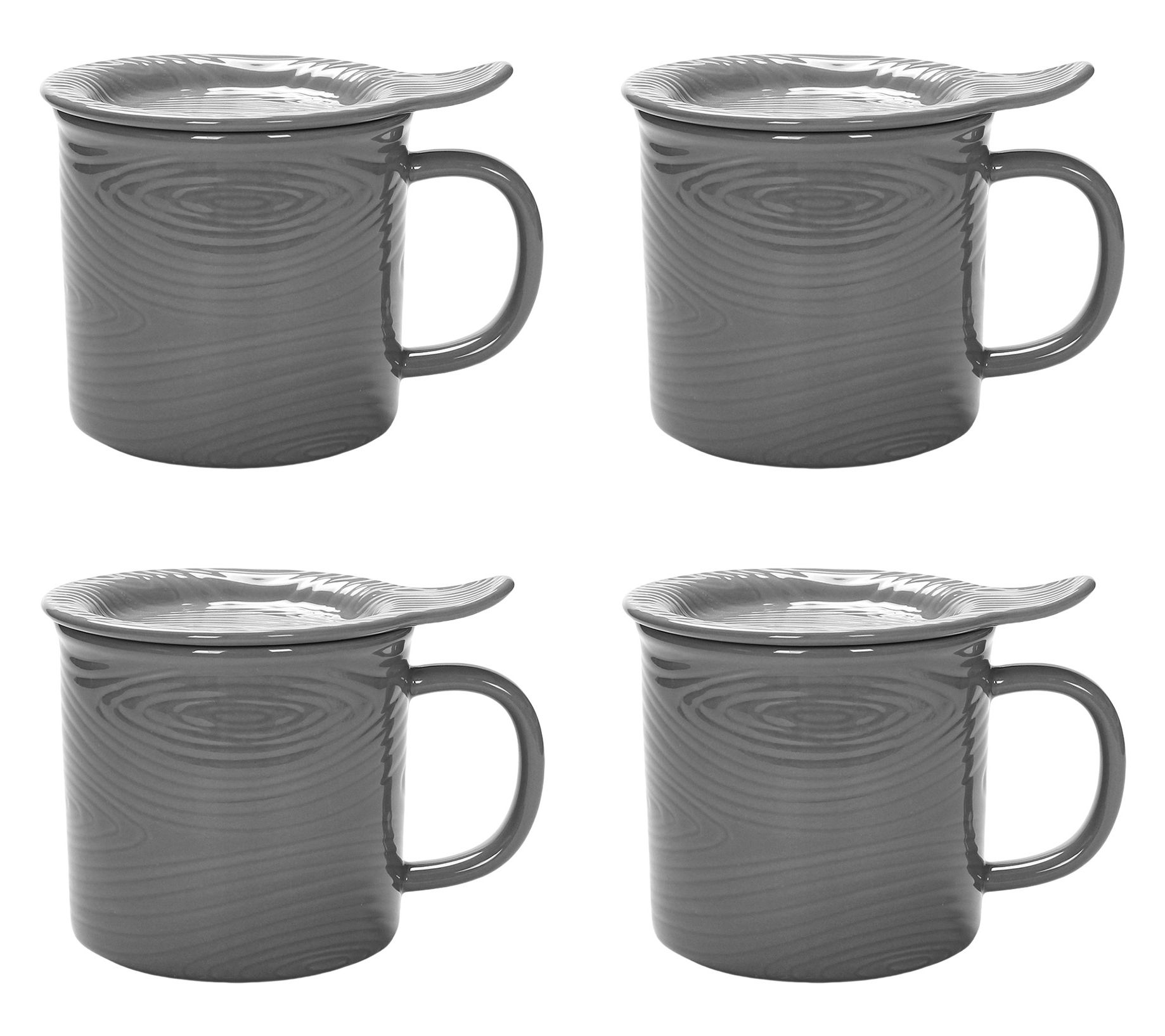 "As Is" Temp-tations Woodland Set of (4) 24-oz Mega Mugs w/Lid-Its