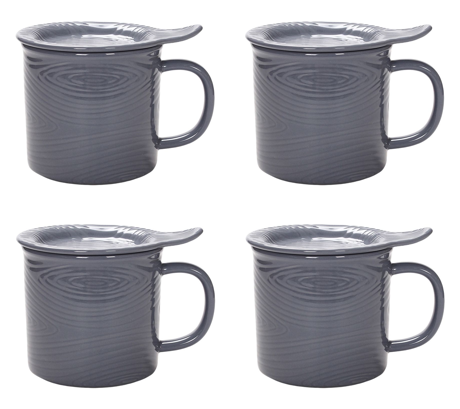 "As Is" Temp-tations Woodland Set of (4) 24-oz Mega Mugs w/Lid-Its