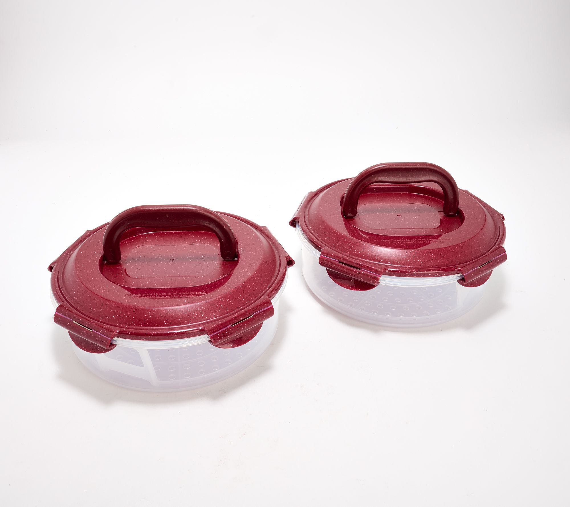 LocknLock Set of 2 8" Mini Pie Carriers w/ Handle Lids