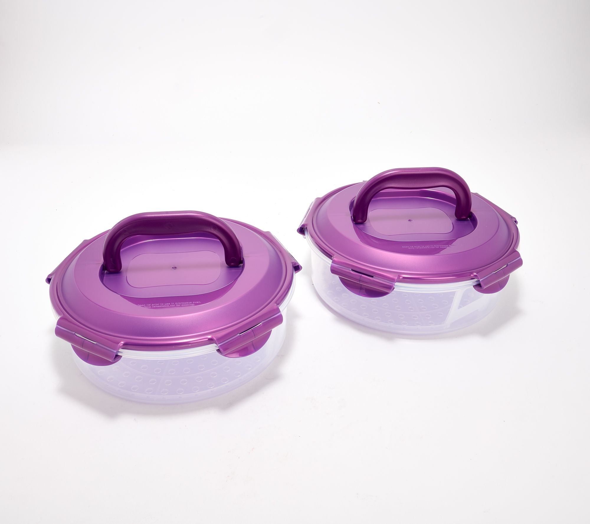 LocknLock Set of 2 8" Mini Pie Carriers w/ Handle Lids