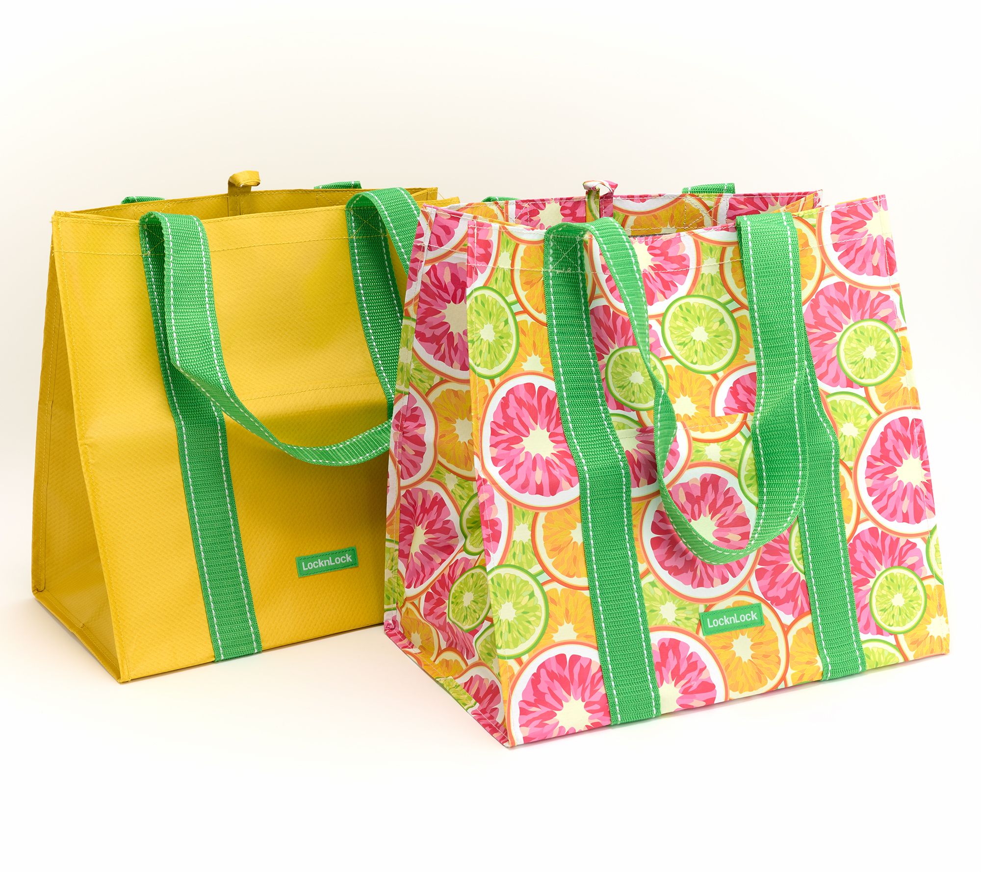 LocknLock Set of 2 Spring Print Shopping Tote Bags