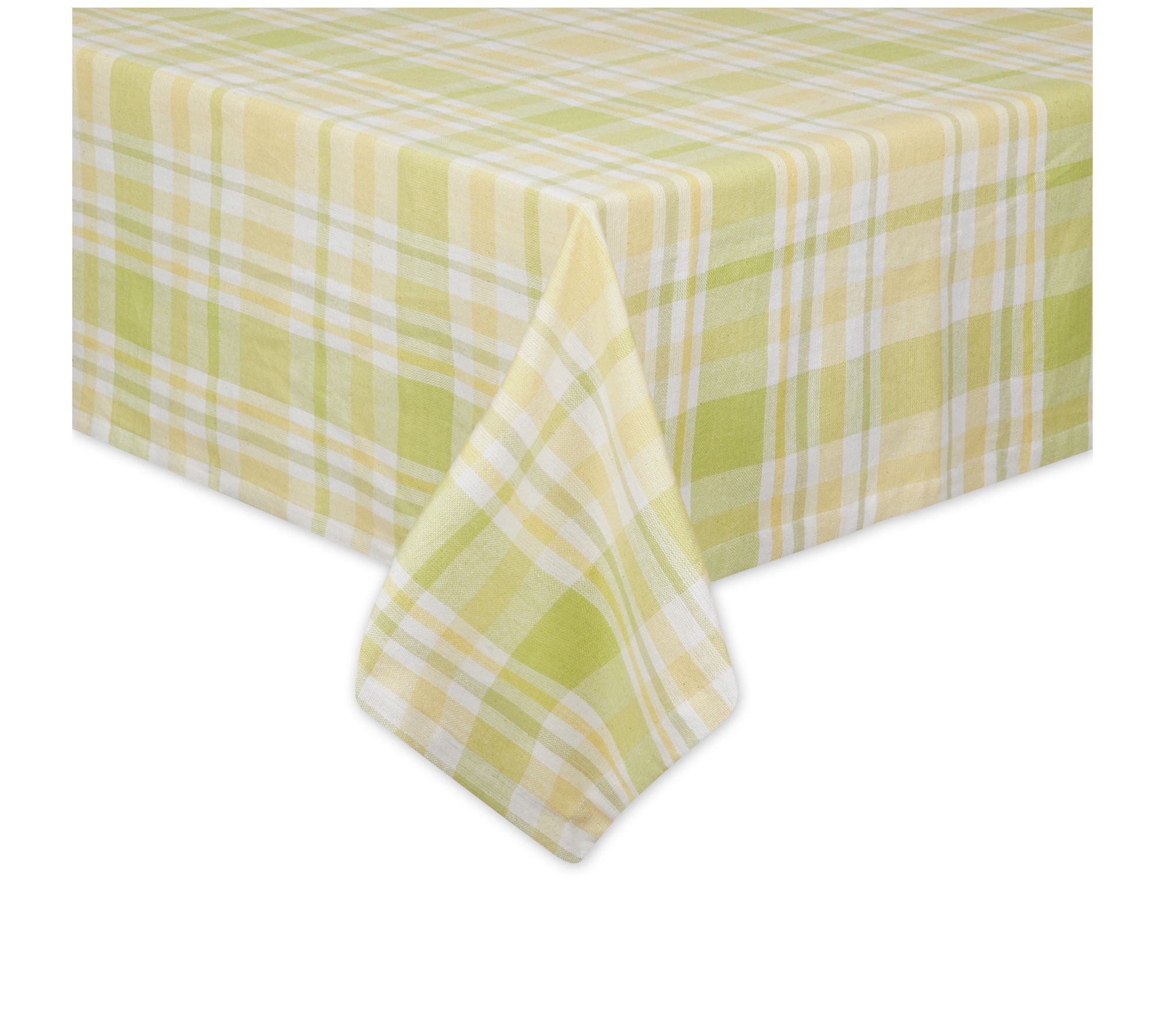 Design Imports 60" x 120" Lemon Bliss Plaid Tab lecloth