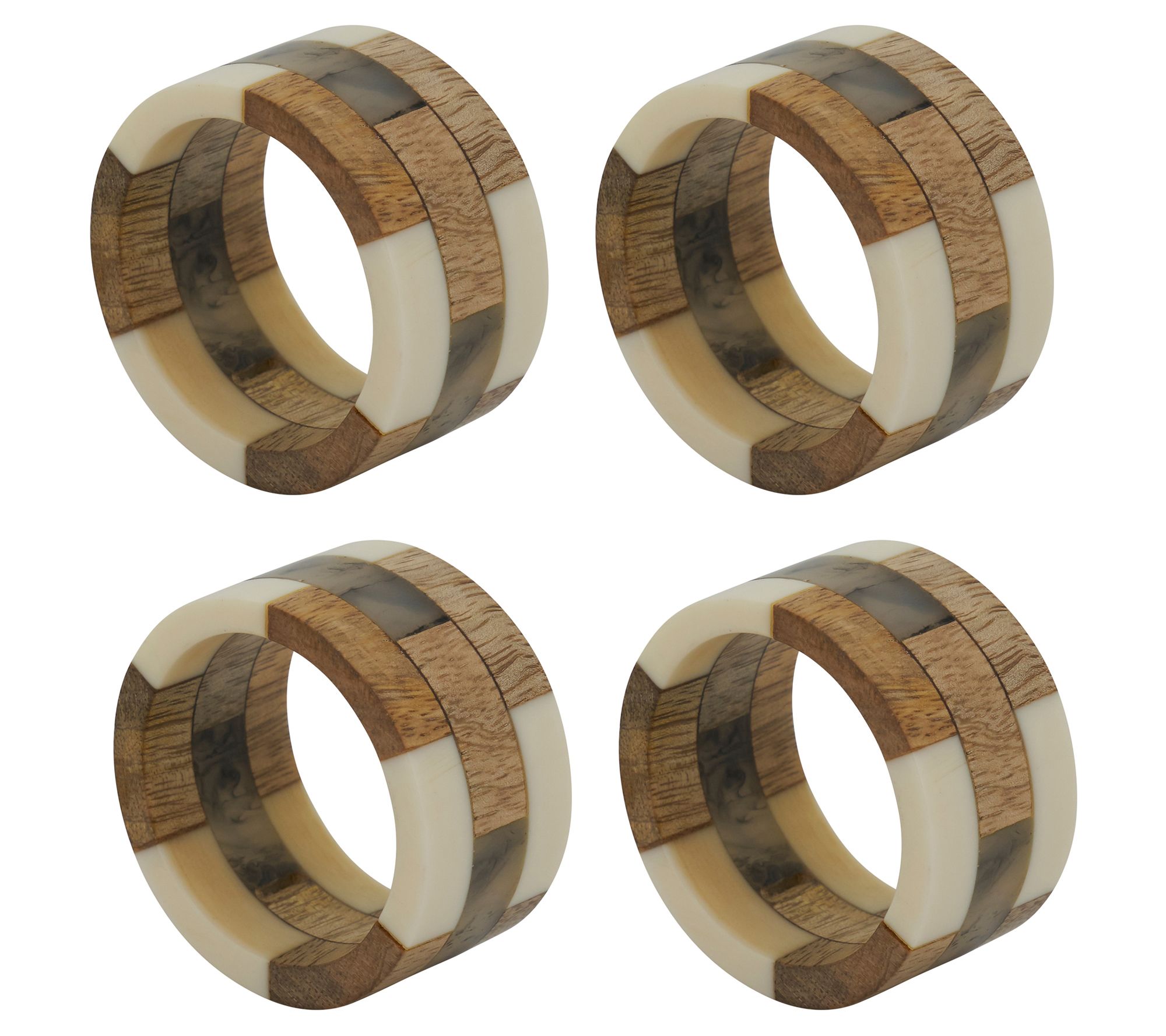 Saro Lifestyle Table Napkin Rings With Rope and Wood Design (Set of 4)