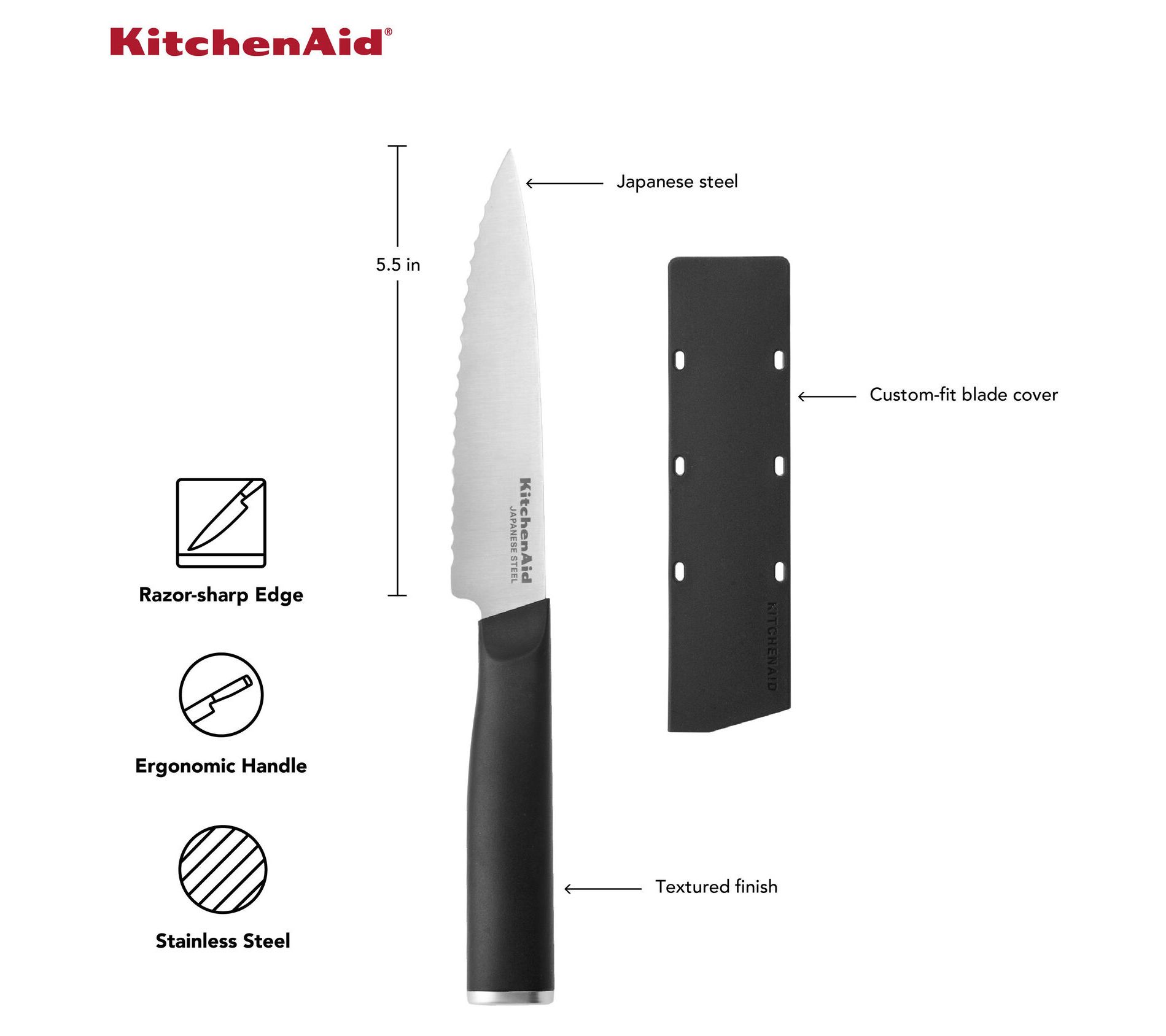 KitchenAid Classic 5.5" Serrated Utility Knifewith Sheath