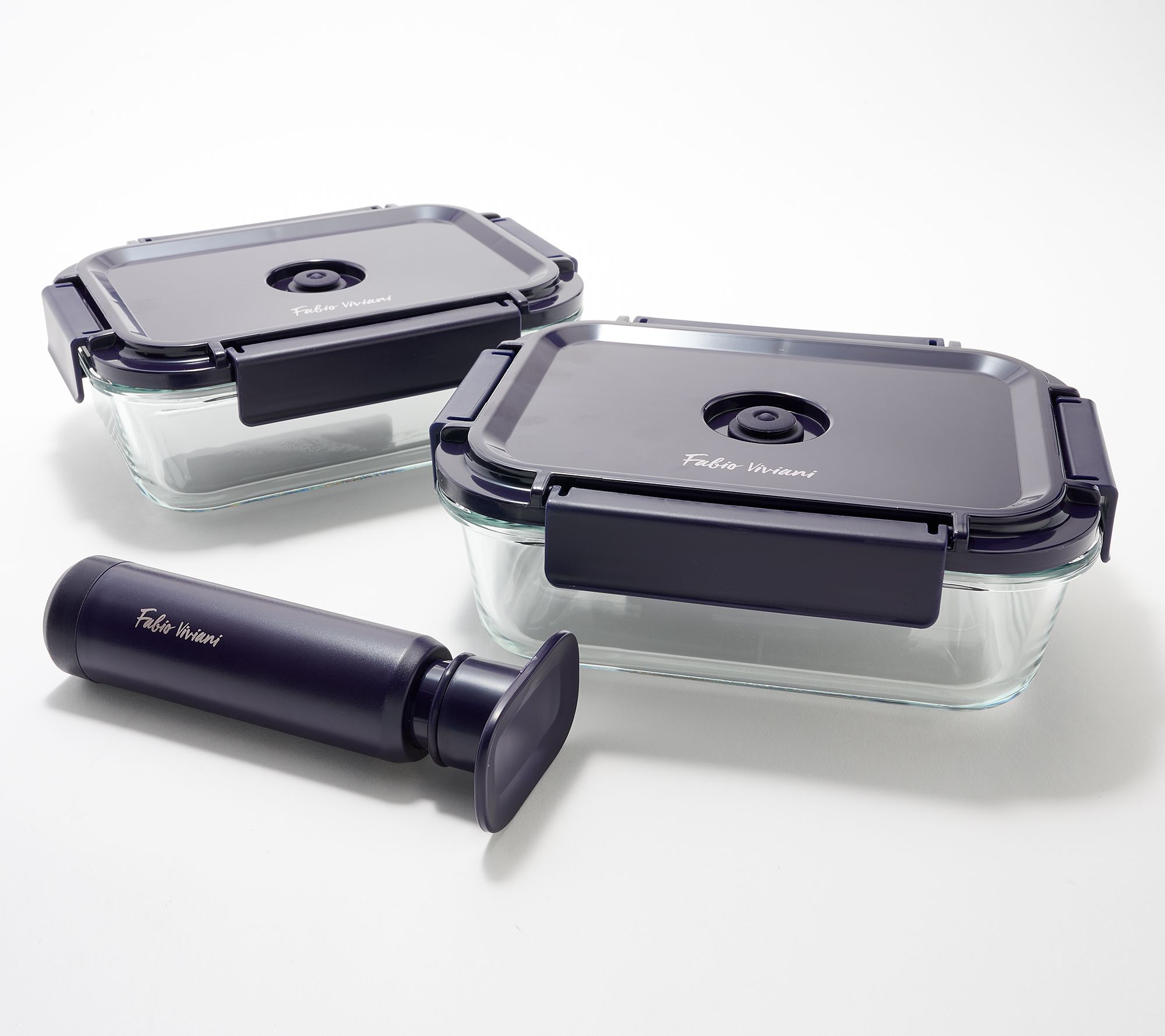 Fabio Viviani Set of 2 Glass Containers w/ Manual Pump