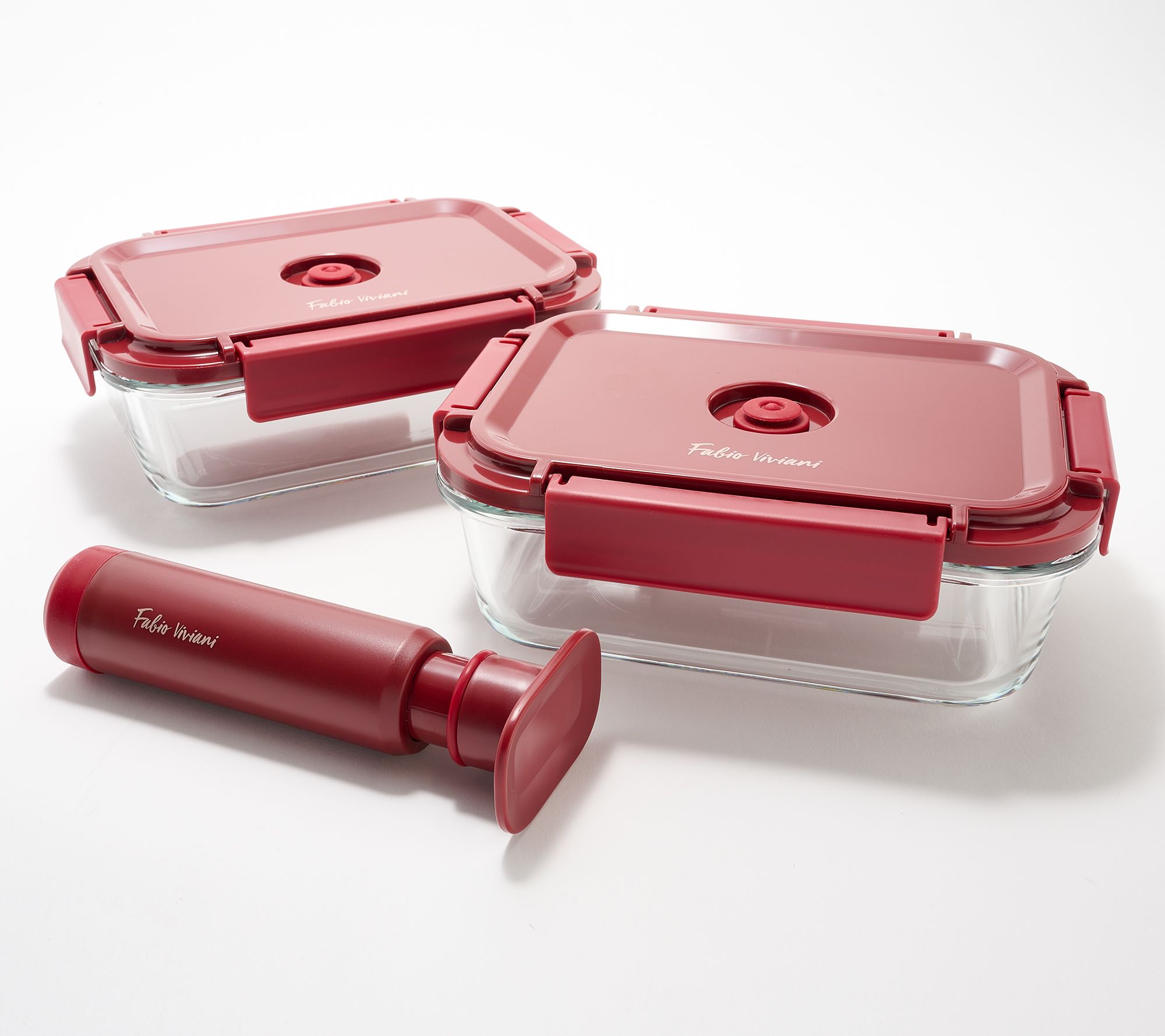 Fabio Viviani Set of 2 Glass Containers w/ Manual Pump