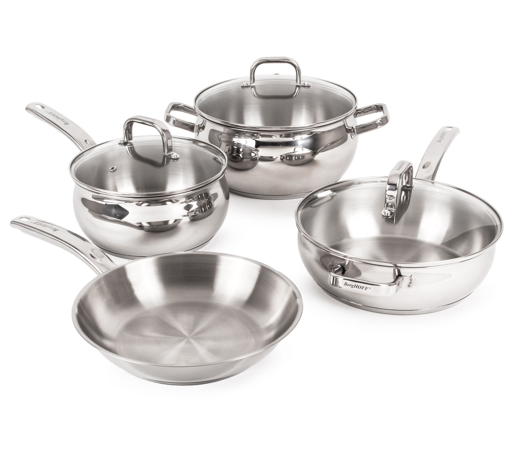 BergHOFF Belly Shape 7Pc 18/10 SS Cookware Set