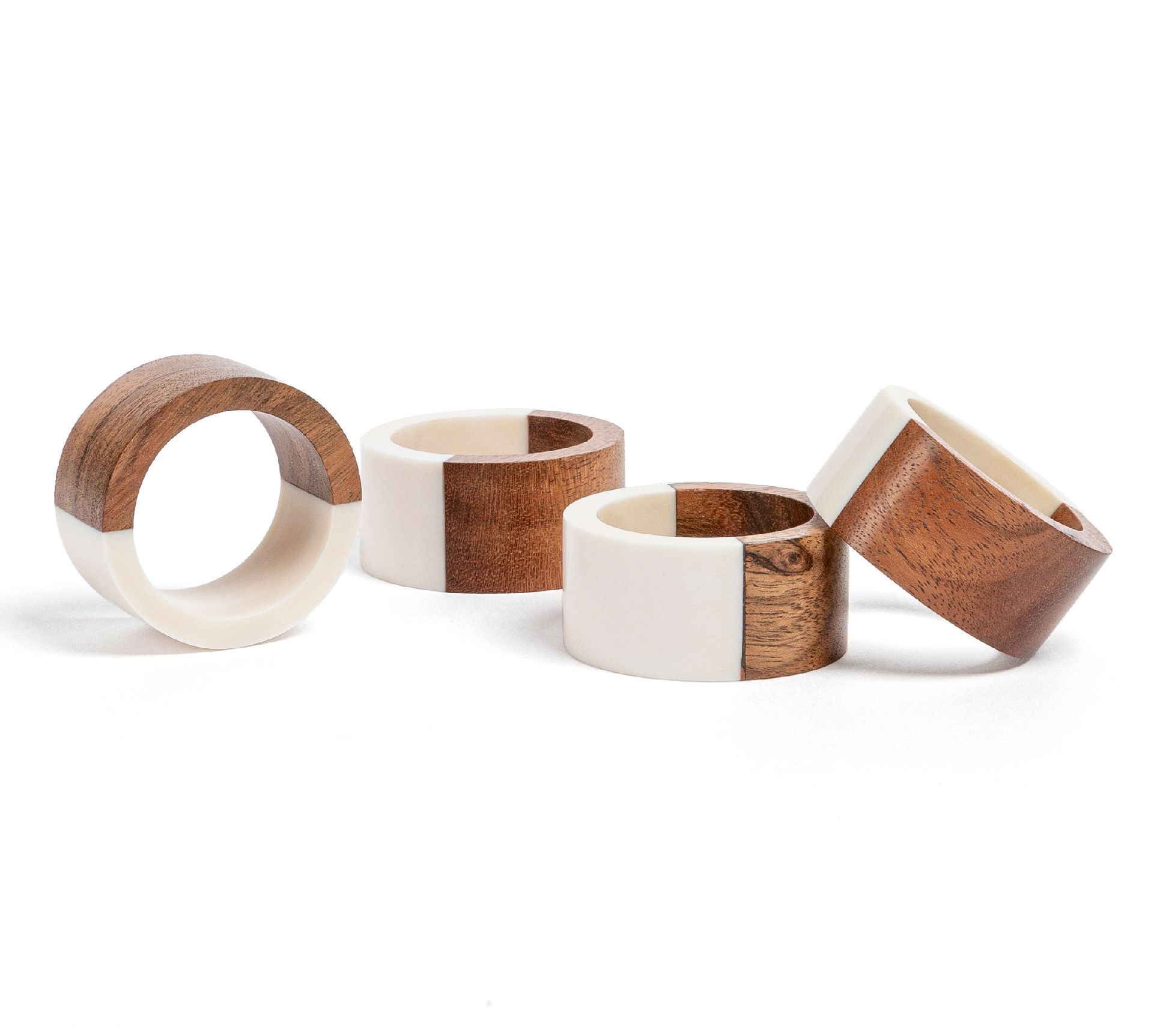 over&back Resin Wood Napkin Rings Set of 4